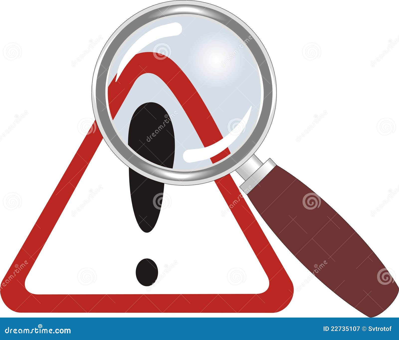 Warning Sign Under Magnifying Glass Stock Vector - Illustration of view,  shadow: 22735107