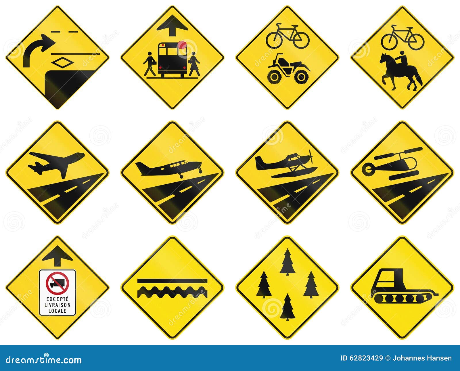 Warning Signs In Quebec Canada Stock Illustration Illustration