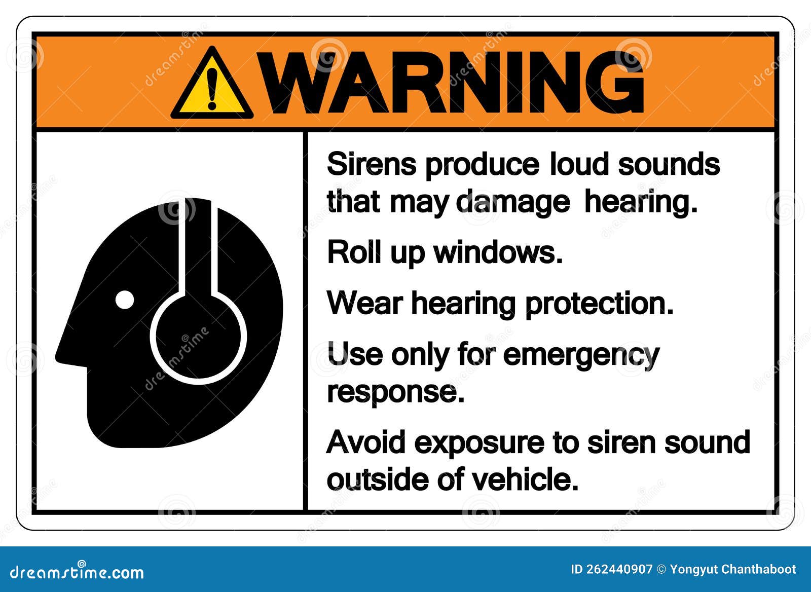 Warning Sirens Protection Loud Sounds Protection Symbol Sign, Vector