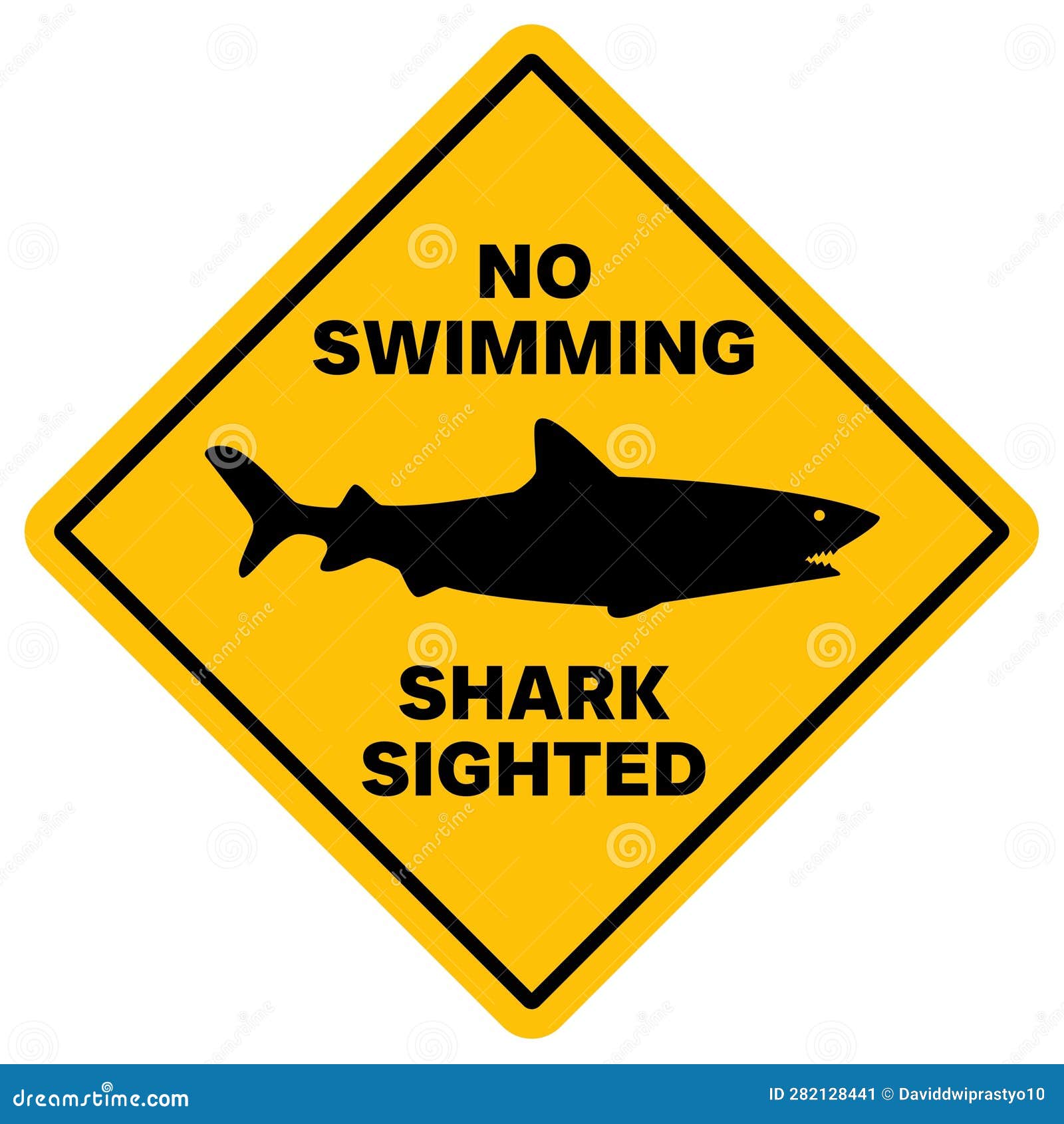 Warning Symbol Sign There is a Shark Stock Vector - Illustration of ...