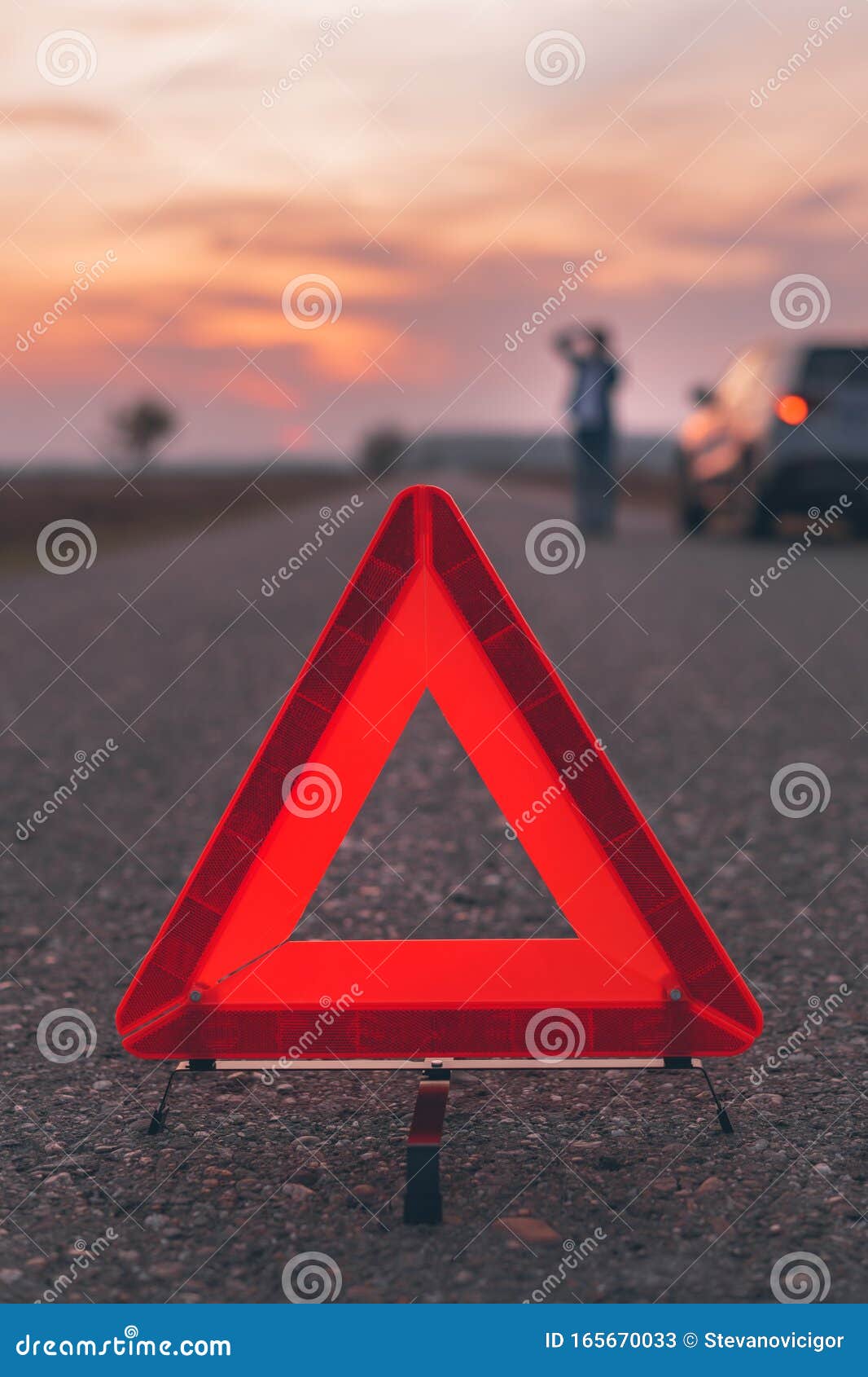 warning triangle sign on the road