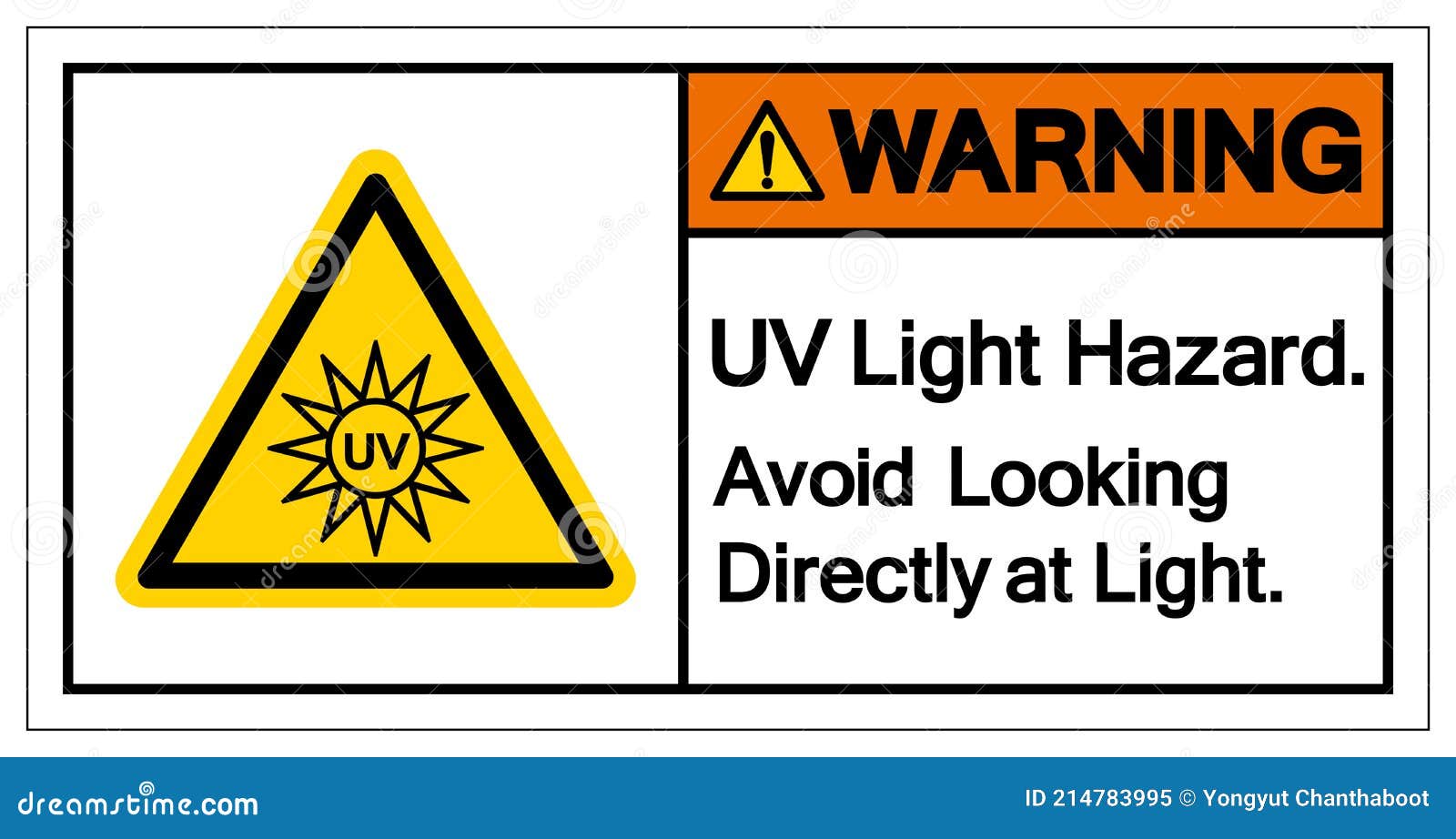 Warning UV Light Hazard Avoid Looking Directly at Light Symbol Sign