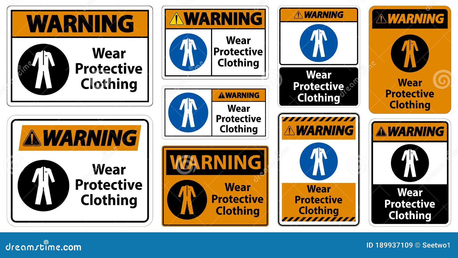 Warning Wear Protective Clothing Sign on White Background Stock Vector