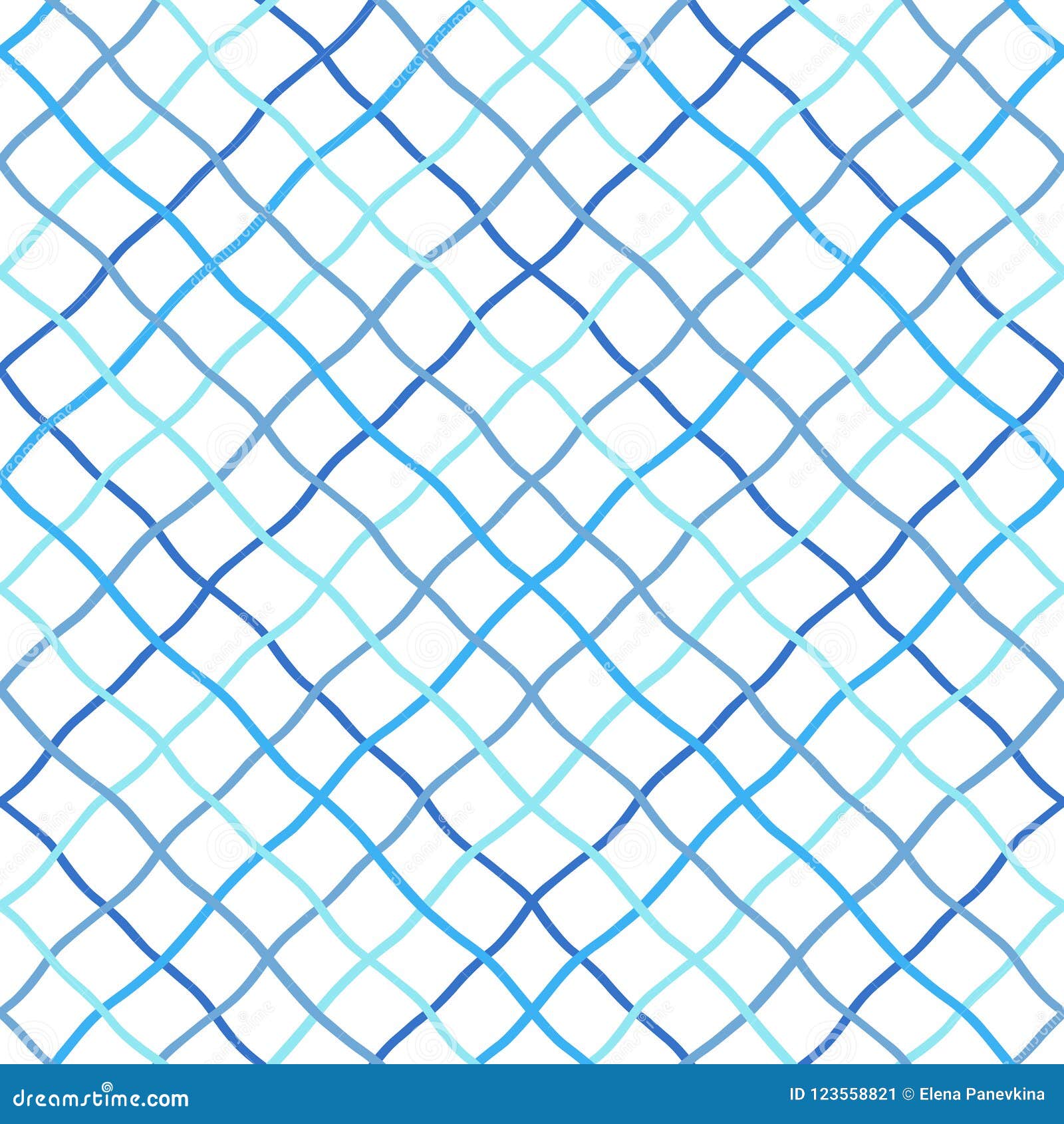 Warped, Distorted, Uneven Lattice, Fishing Net Seamless Pattern