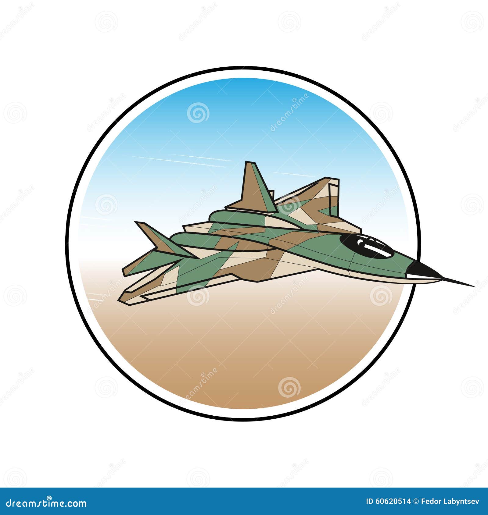 warplane label. attacking fighter in the sky