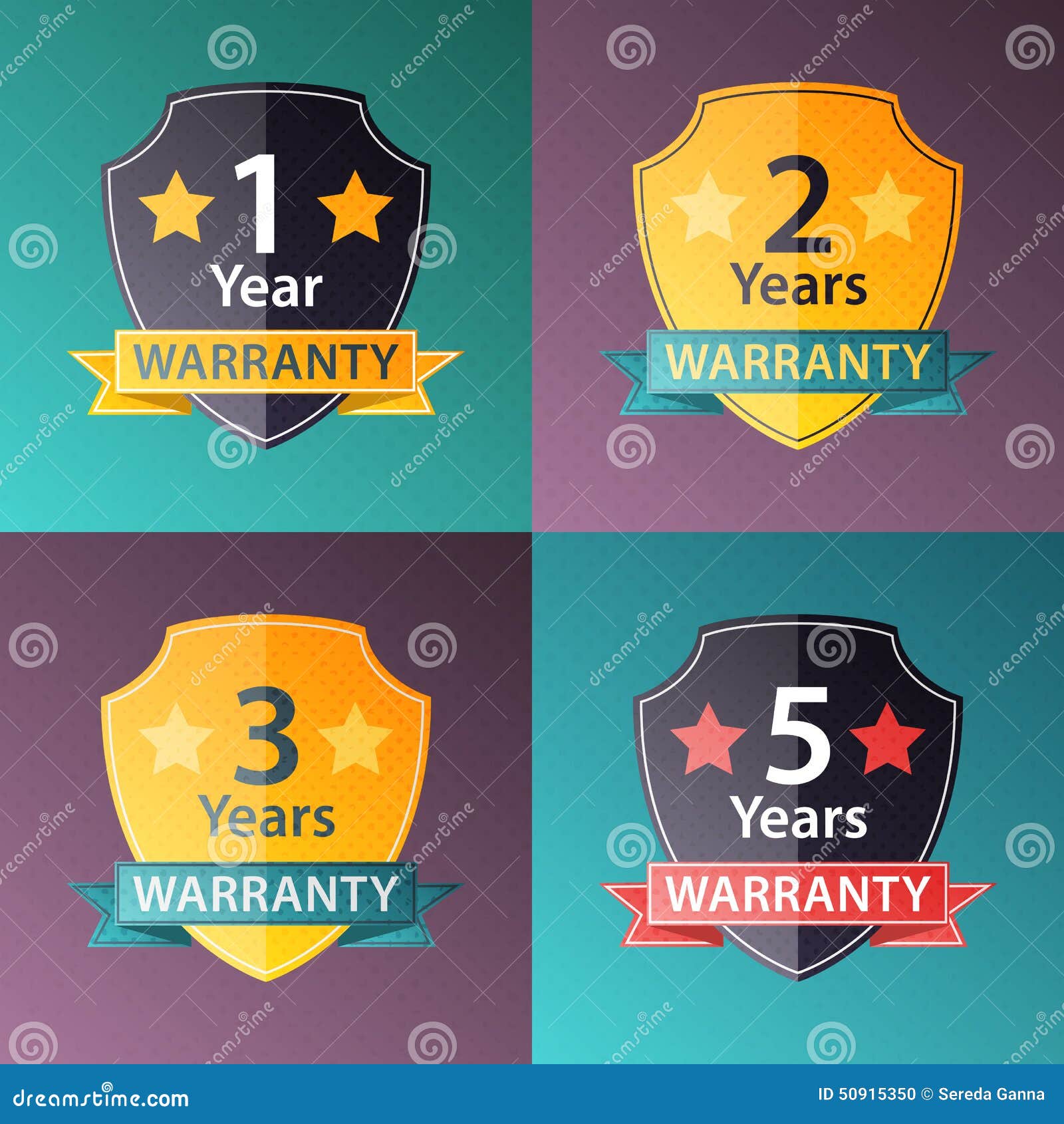 Warranty Signs Set in Halftone Texture Style Stock Vector