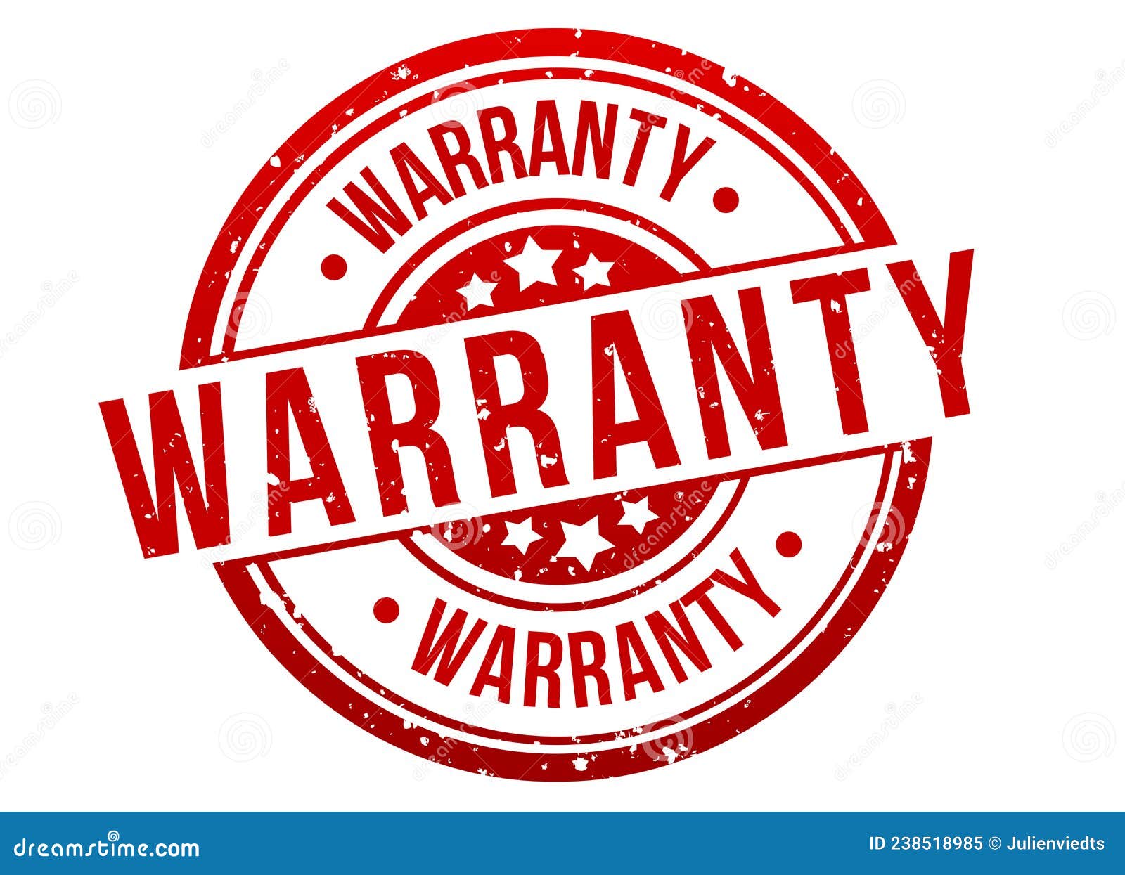 Warranty Stamp Button Banner Badge in Red Stock Illustration