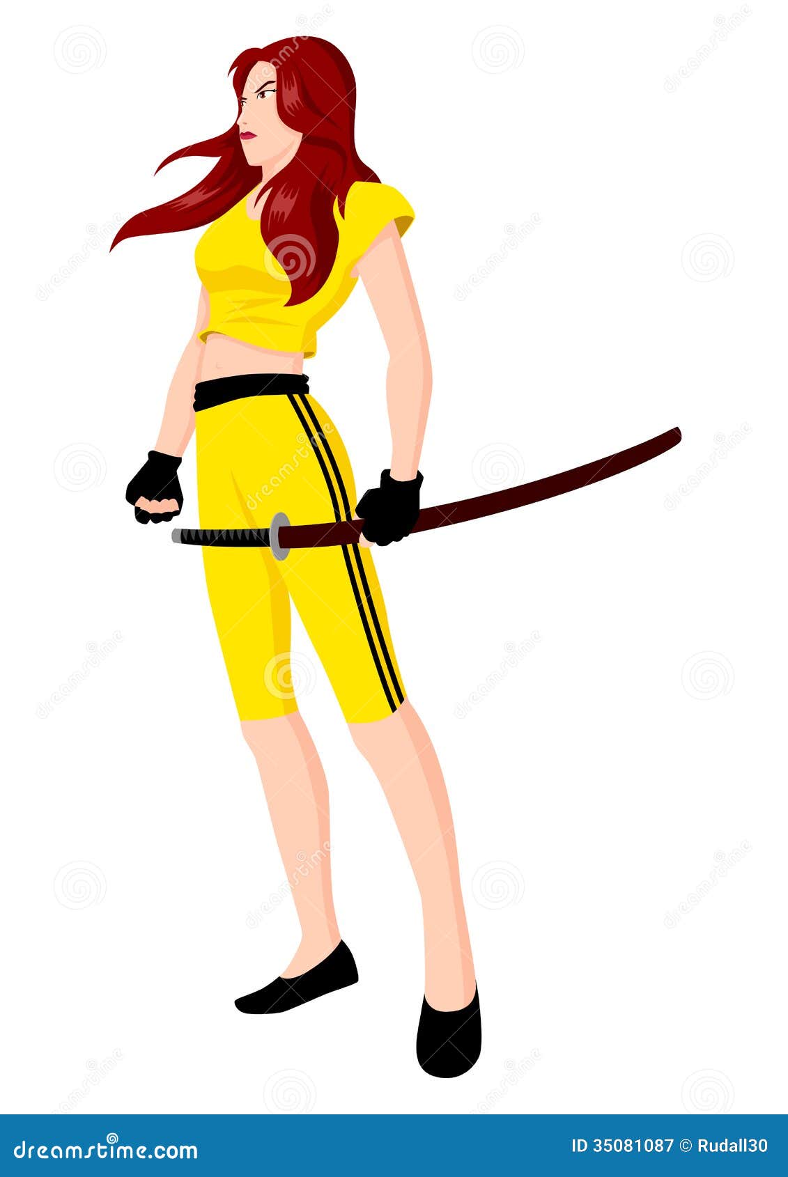Warrior Girl stock vector. Illustration of samurai, brunette - 35081087