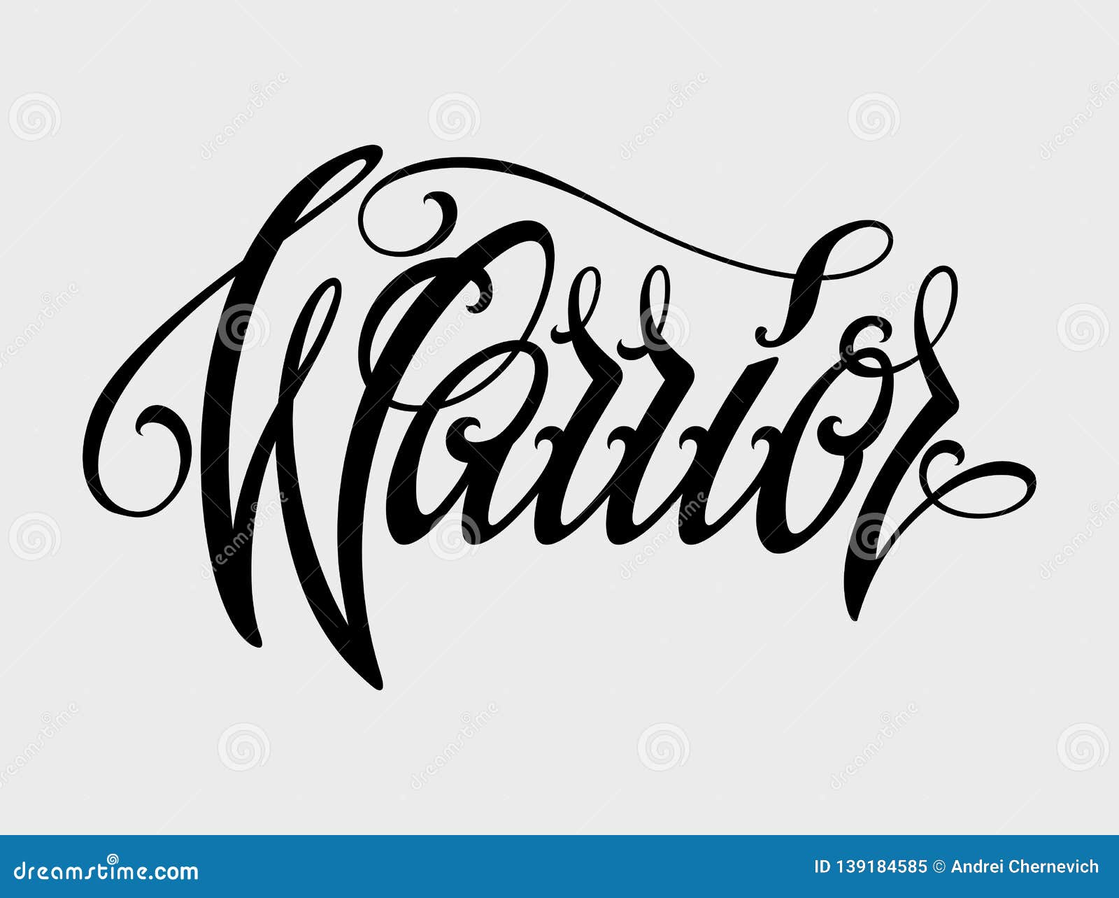 Single word warrior in tattoo style Royalty Free Vector