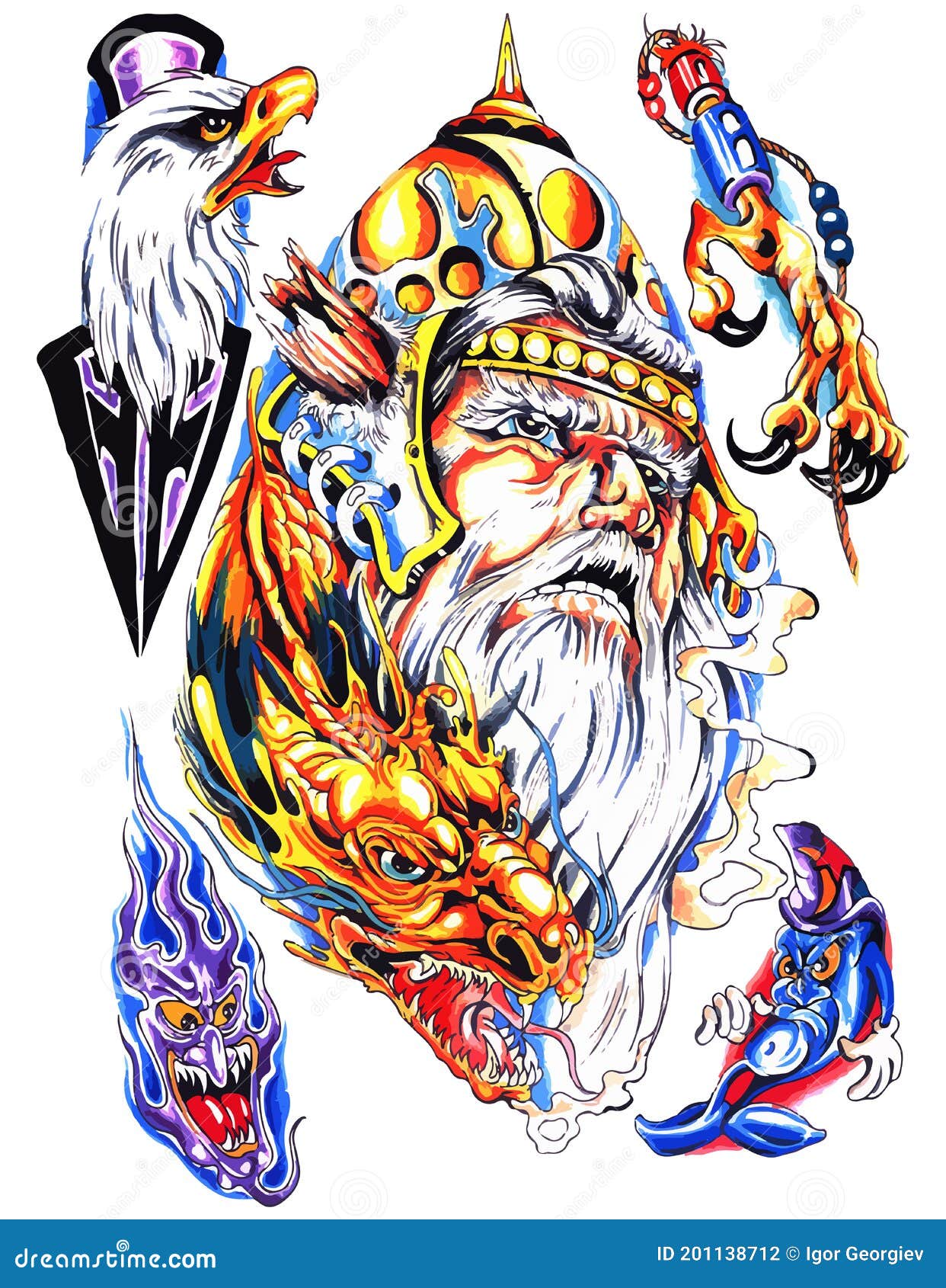 Illustrative Dragon Tattoo Design – Tattoos Wizard Designs