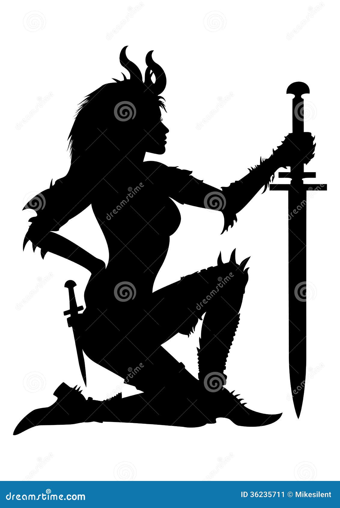 Dark nude warrior woman