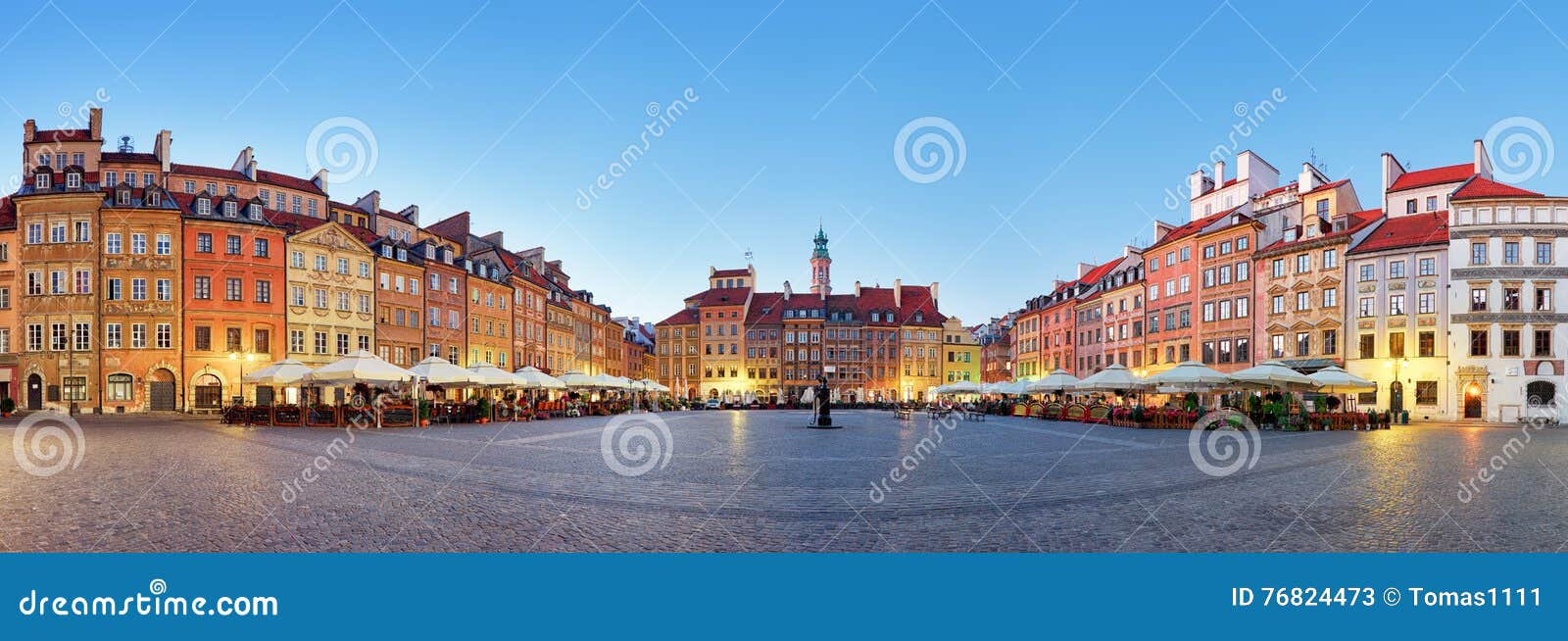 warsaw, old town square at summer, poland, nobody