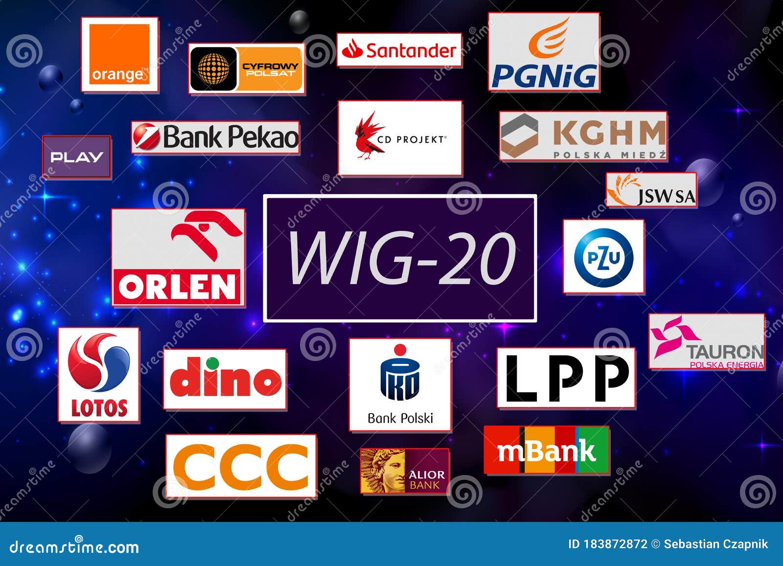 Warsaw, Poland, May 2020: WIG20 Index of Polish Largest Companies and