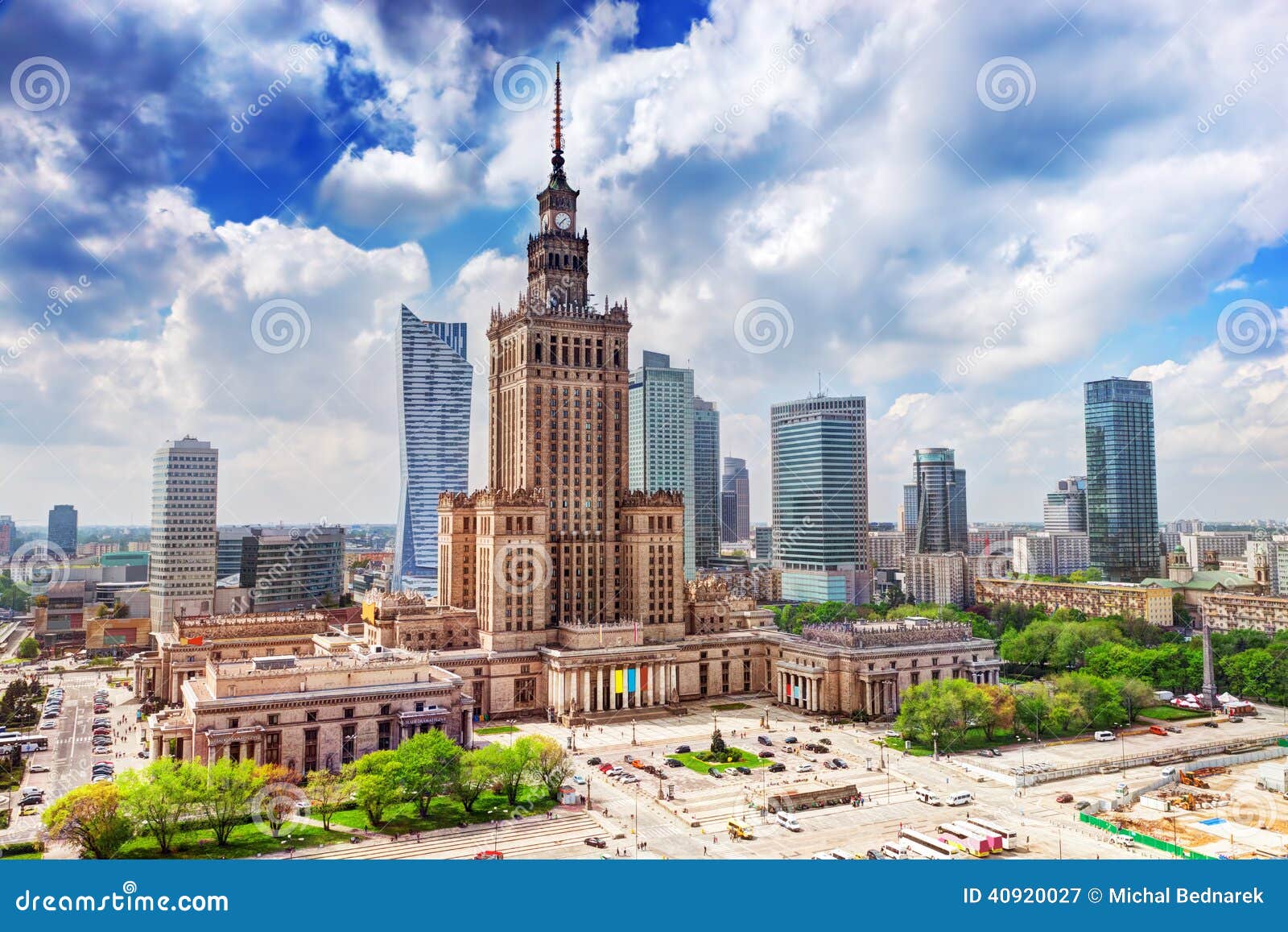 warsaw, poland. palace of culture and science, downtown.