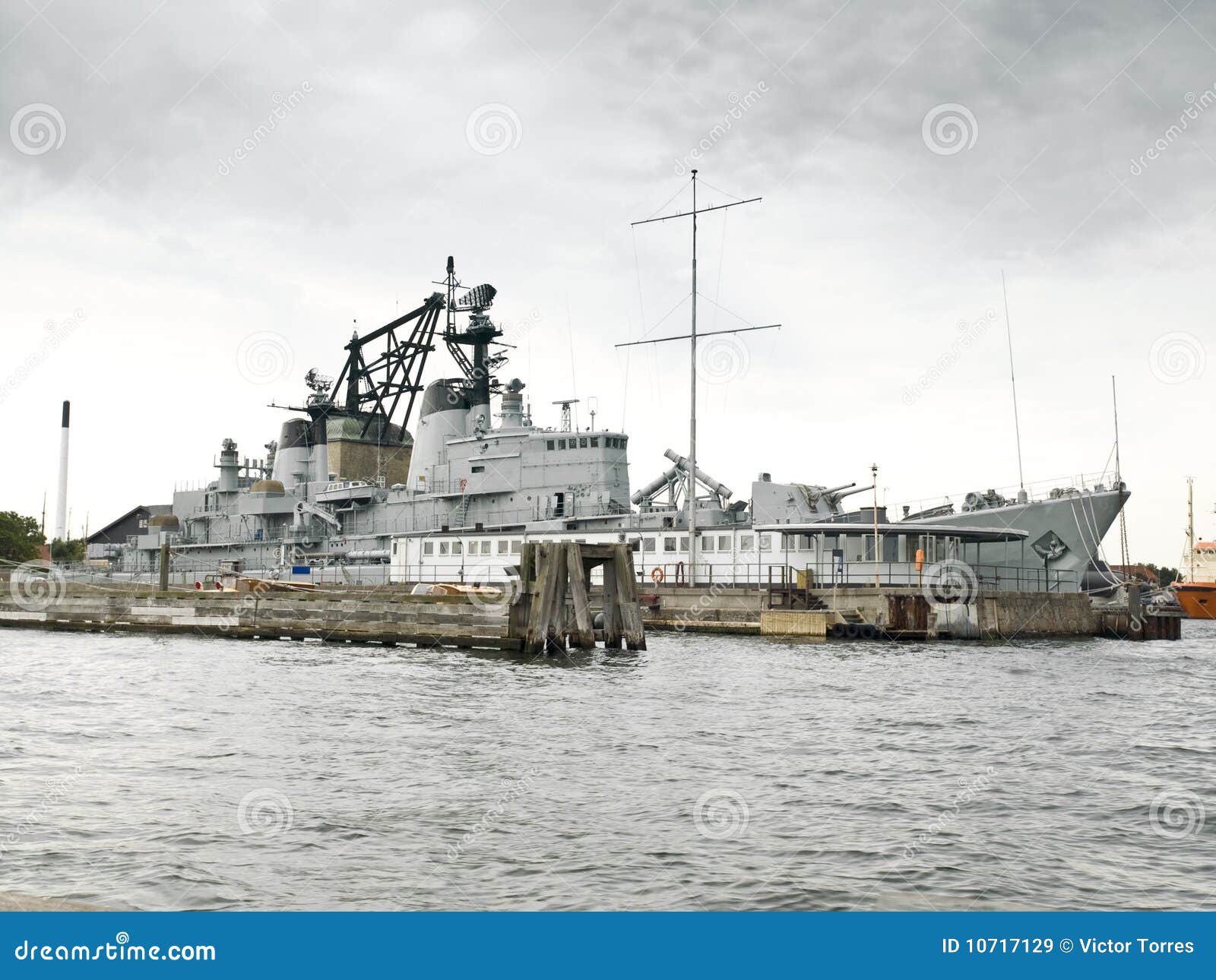 Warship in the channels of Copenhagen