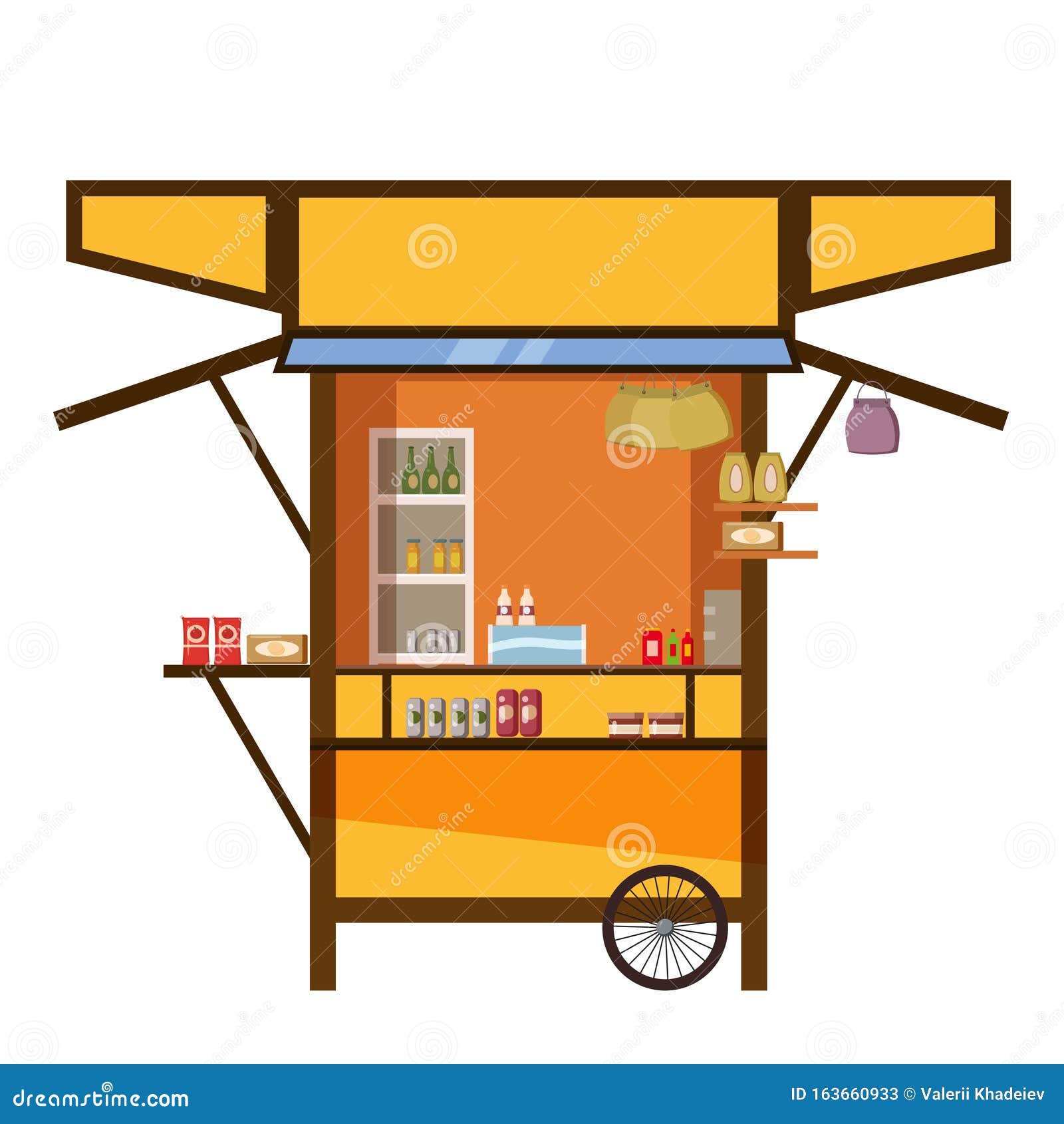 Warung Street Food Cart Cafe Restaurant Small Family Owned Busines Store Shop Vector Isolated Cartoon Style Stock Vector Illustration Of Seller Dinner 163660933