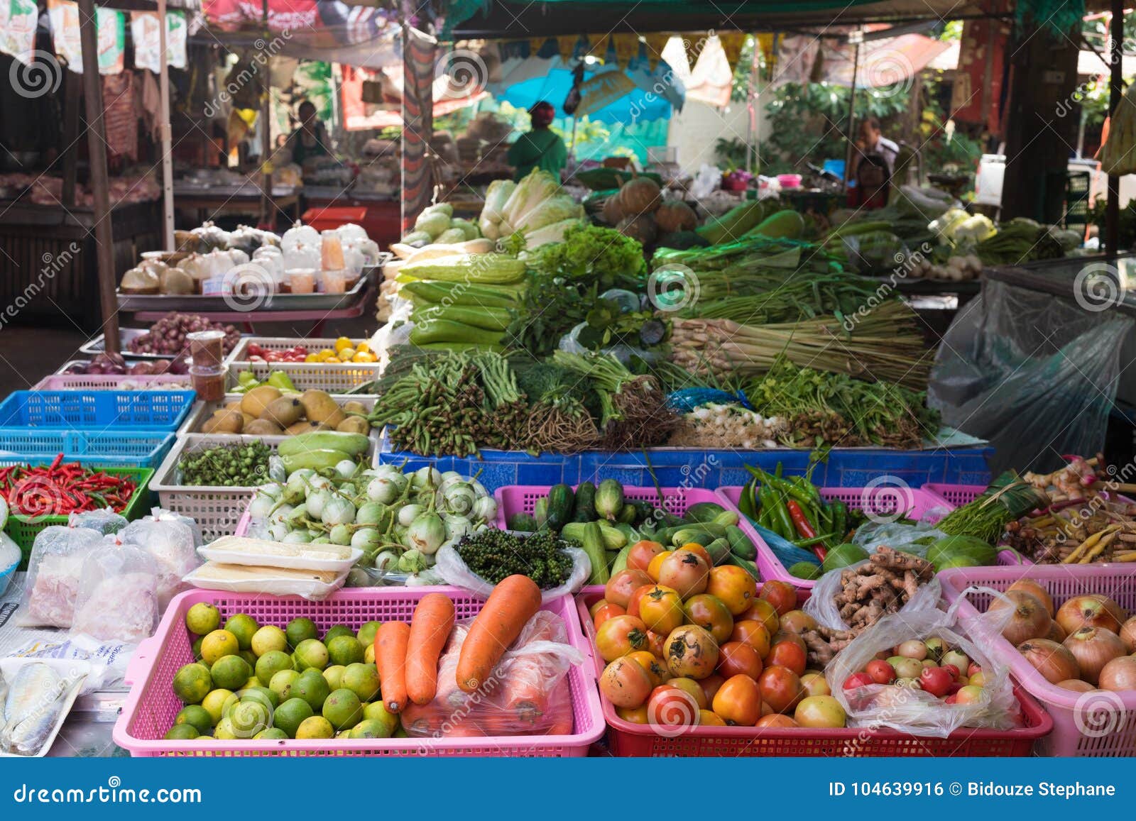 Warzywo kram w tajlandzkim rynku. Warzywo kram w Tajlandzkim wieś rynku