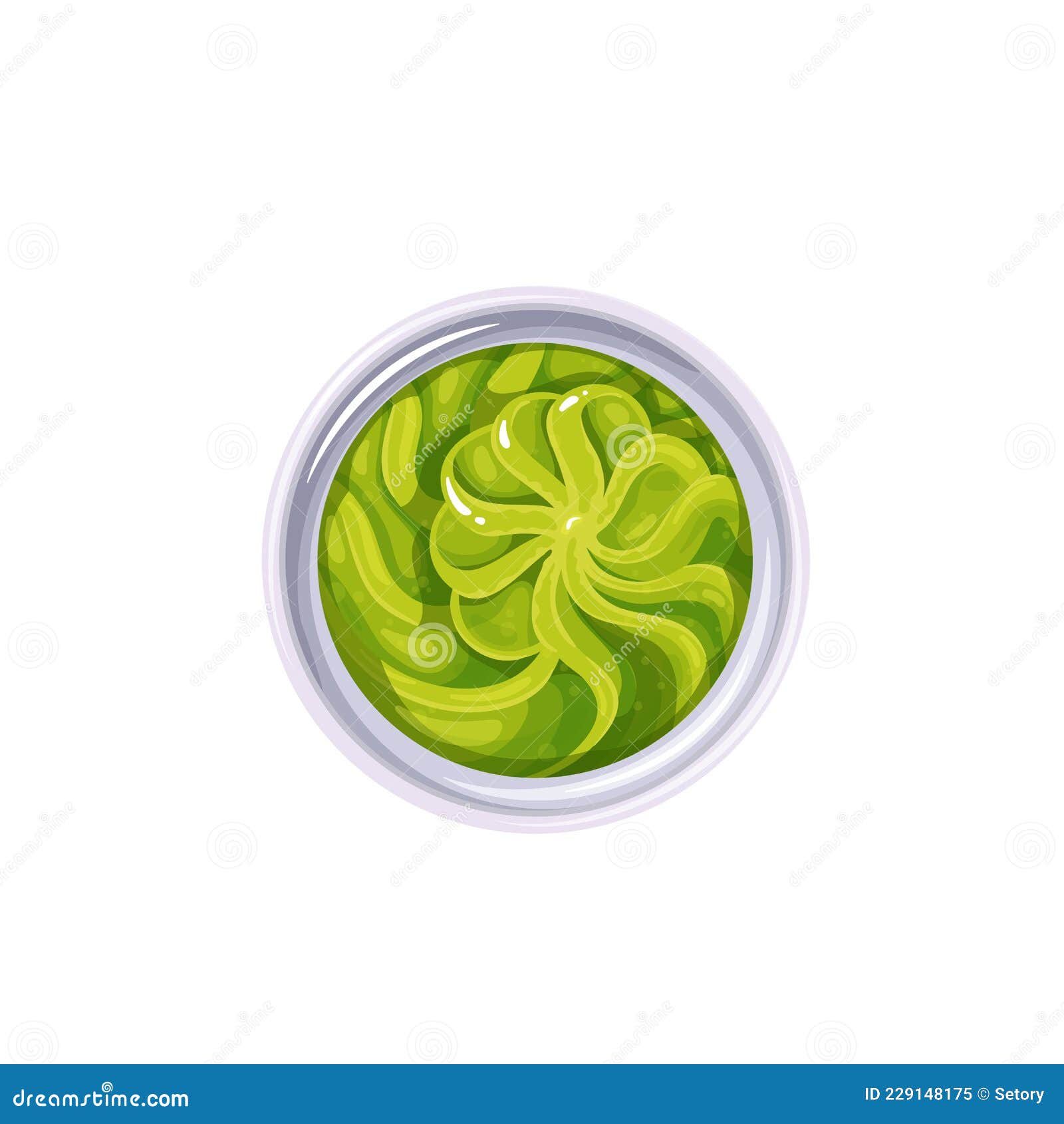 Wasabi Sauce In Bowl Vector Drawing. Hand Drawn Sushi Ingridient