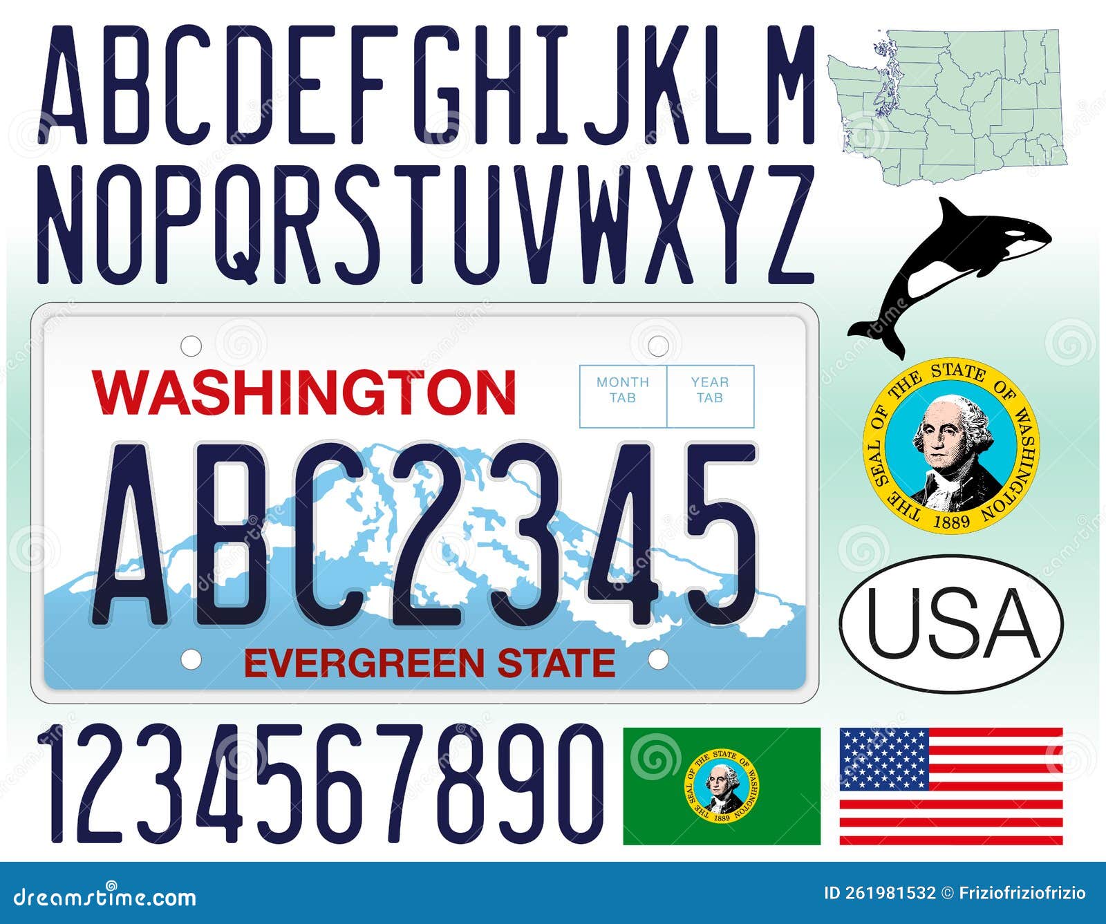 https://thumbs.dreamstime.com/z/waschen-us-staatliche-auto-nummernschilder-buchstaben-nummern-und-symbole-usa-washington-state-car-licence-plate-zeichen-united-261981532.jpg