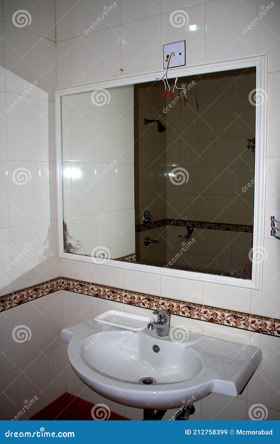 Wash Basin and Mirror in Wash-room Stock Image - Image of ...
