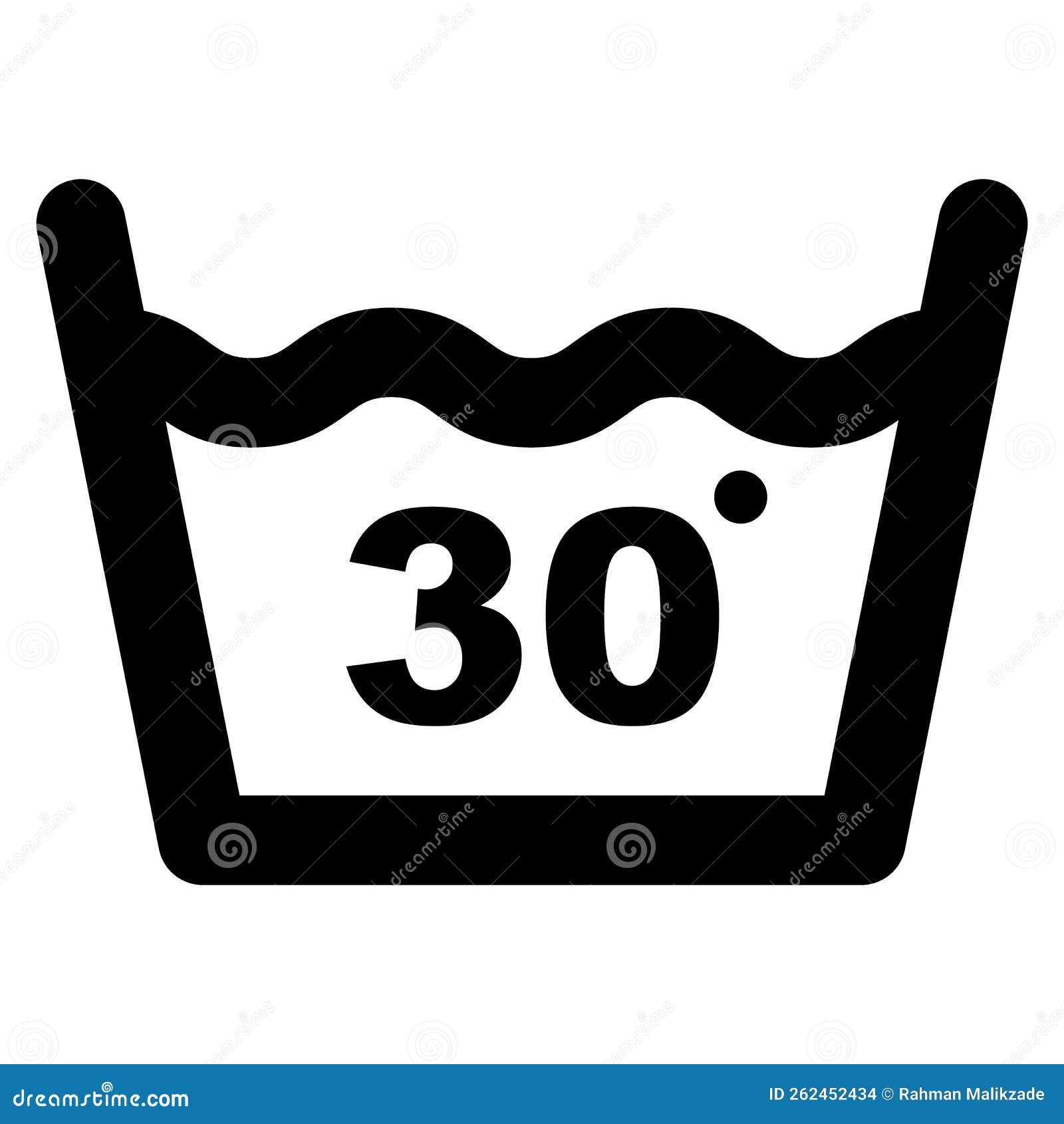 Wash at 30 Degree Icon. Water Temperature Vector Illustration Stock