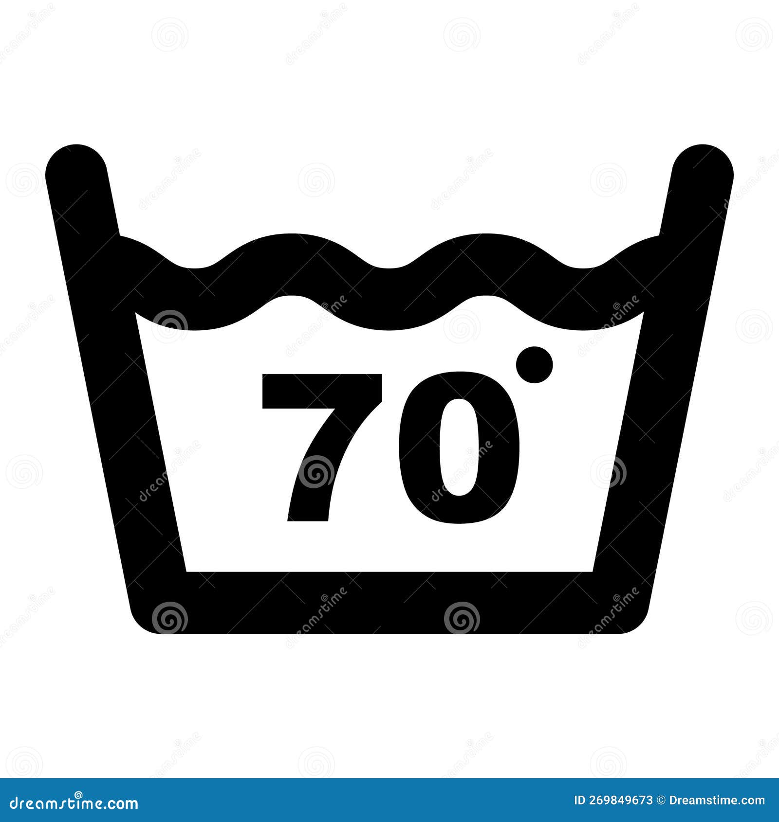 Wash at 70 Degree Icon. Water Temperature Vector Illustration Stock