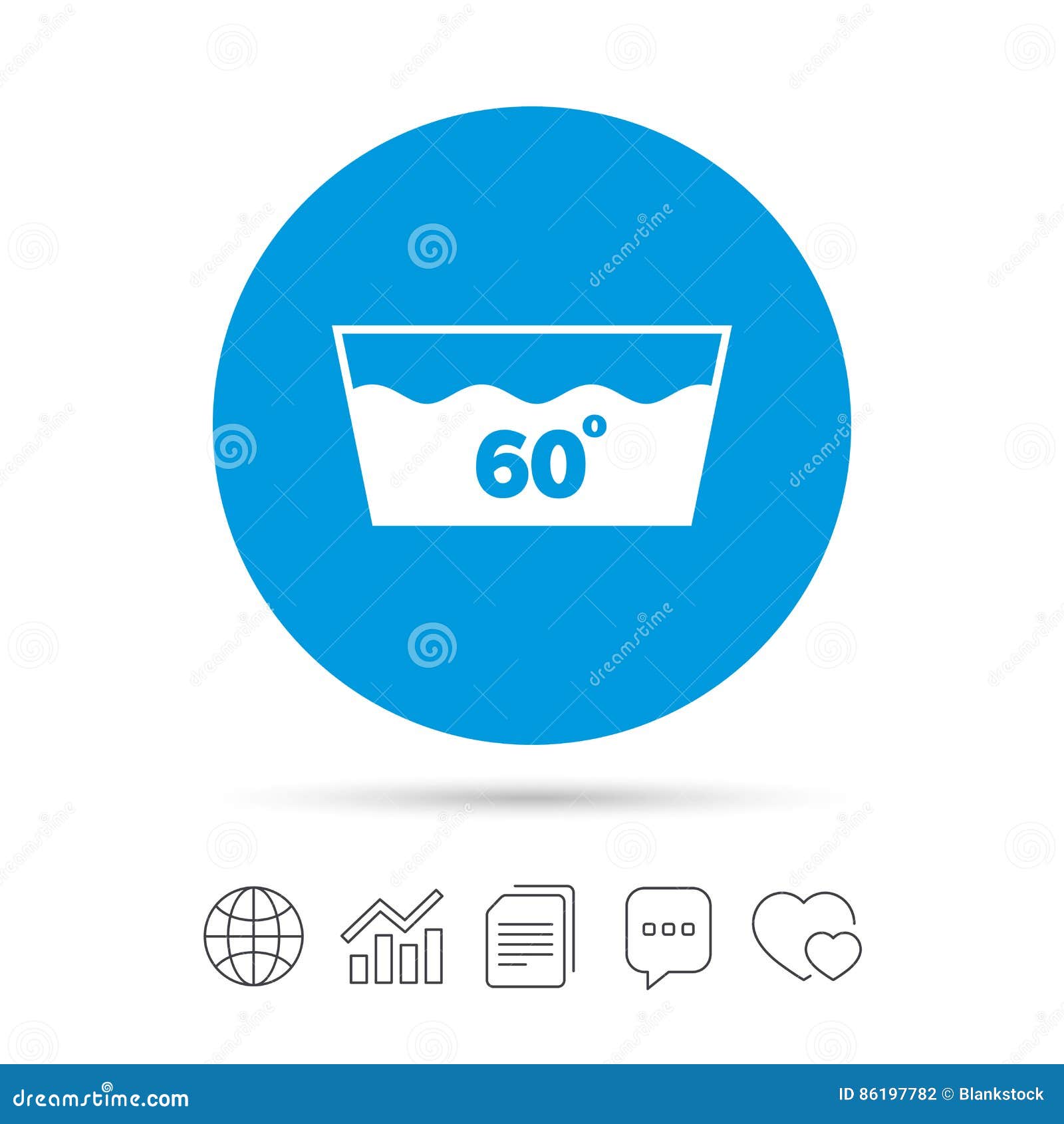 Wash Icon. Machine Washable at 60 Degrees Symbol Stock Vector