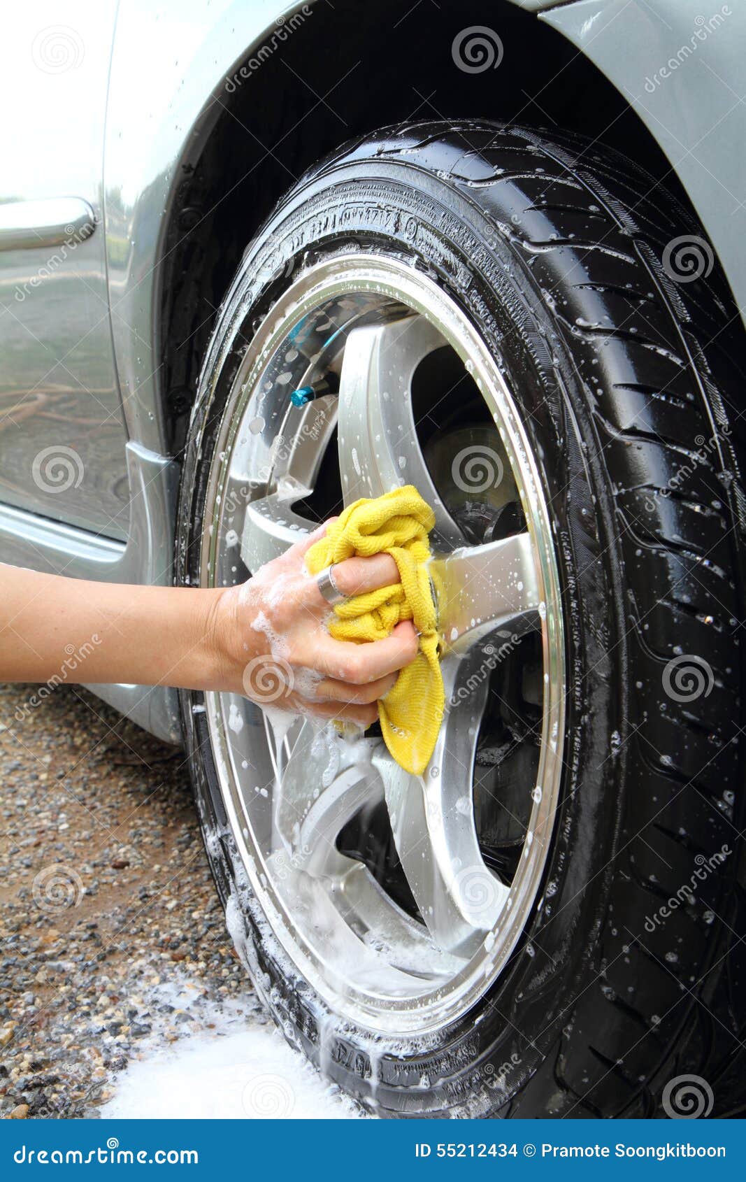 Wash the wheel / car wash stock photo. Image of cleaning 55212434