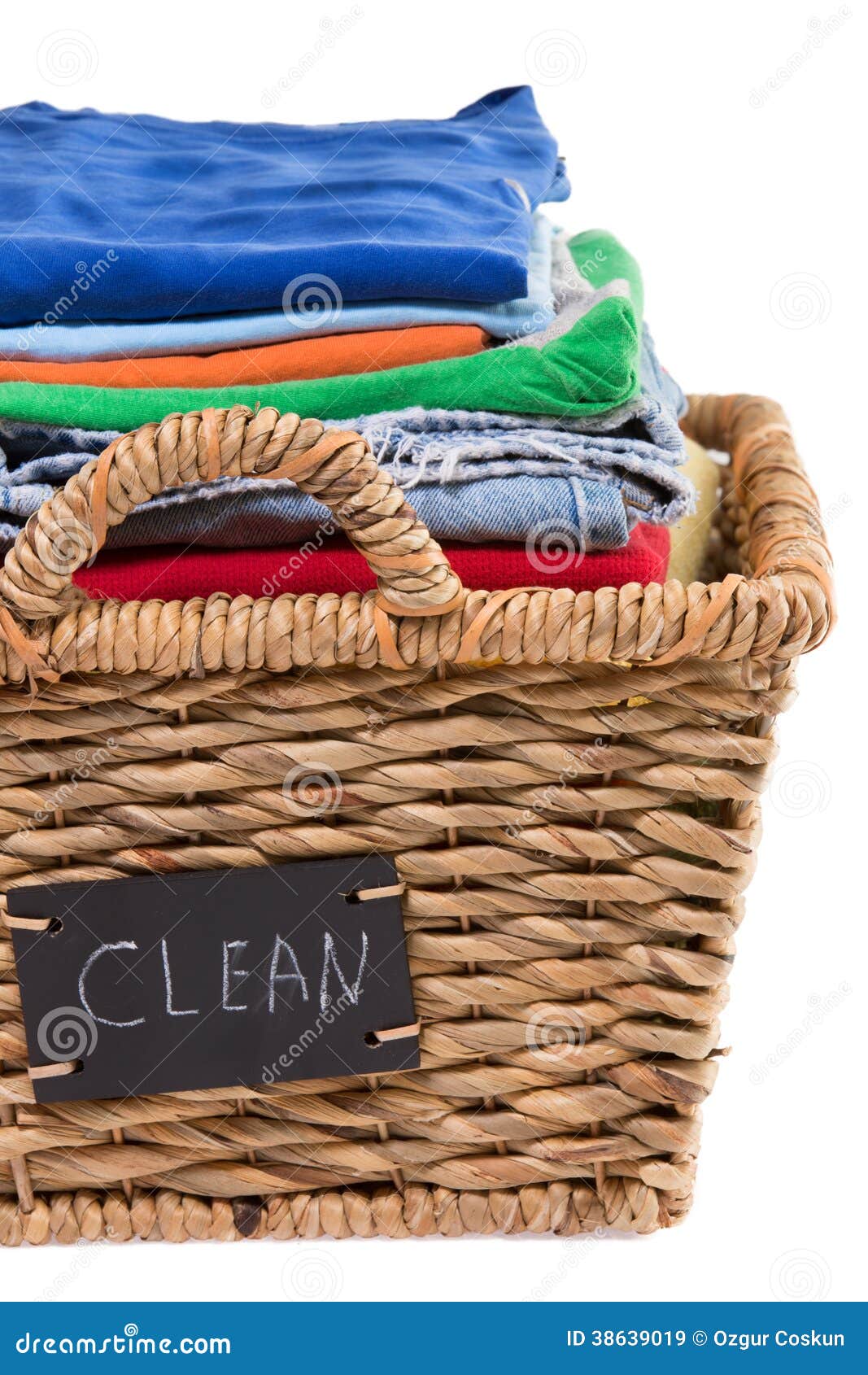 Washed Fresh Clean Clothes In A Laundry Basket Stock Image - Image of