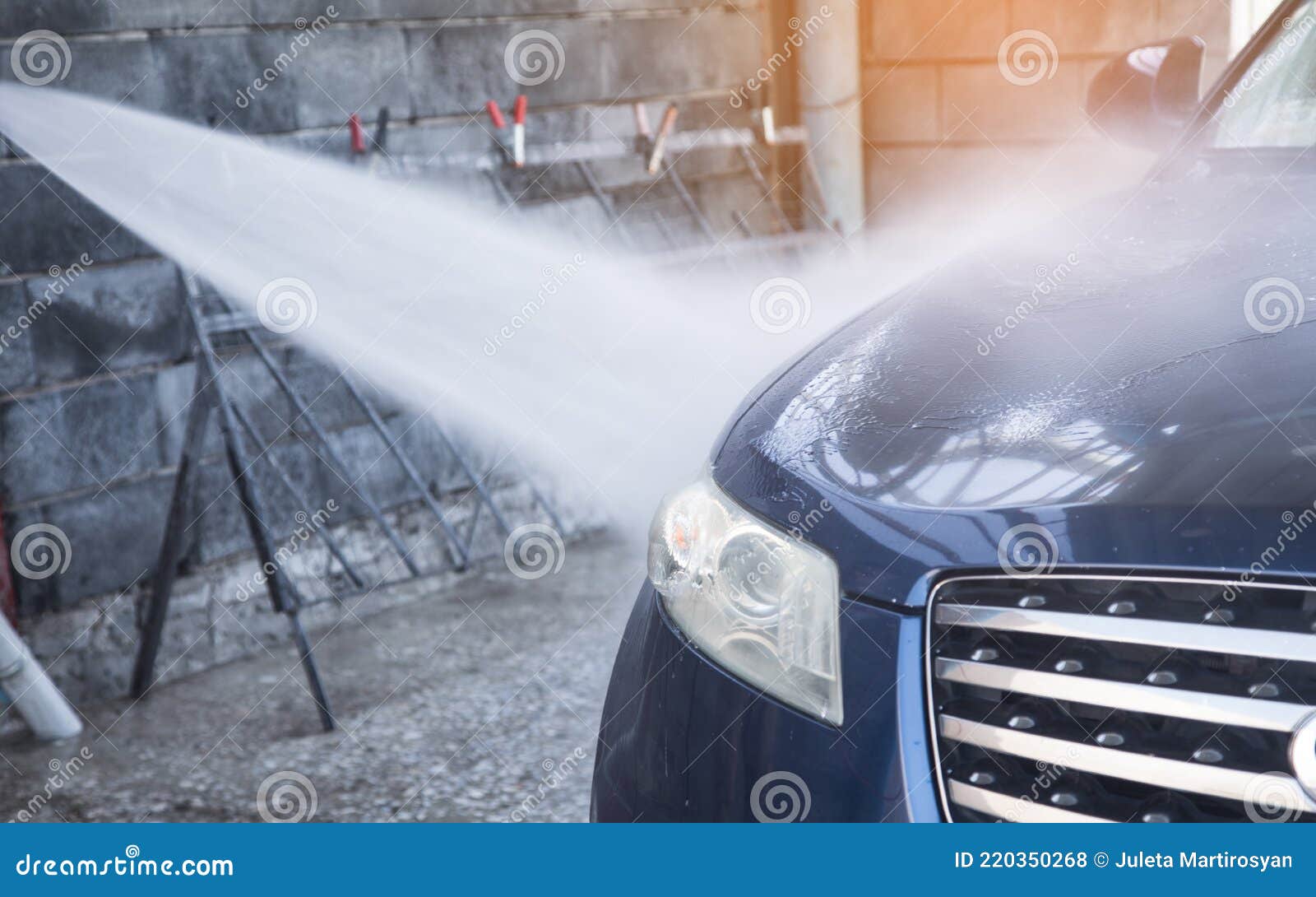 Washes the Car with Water Pressure Stock Photo Image of carwash
