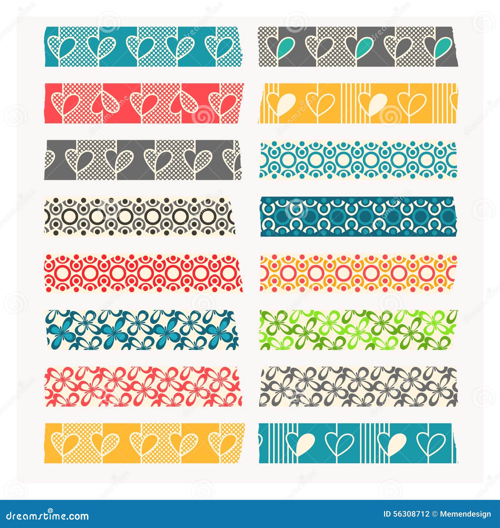 Black and white washi tape strips, vector scrapbook elements