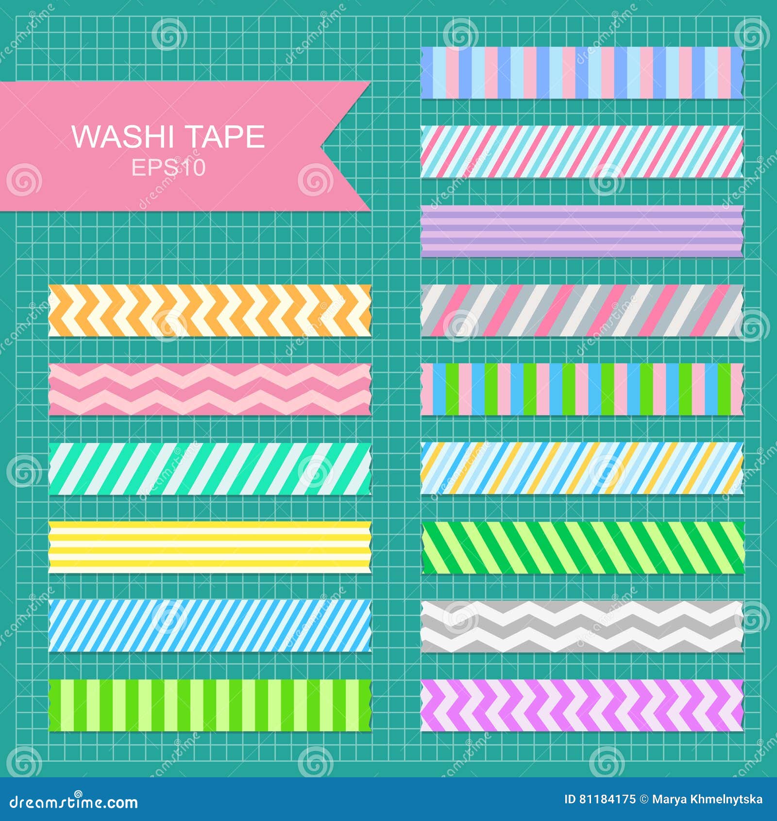 Washi tape strips. stock vector. Illustration of pink 81184175
