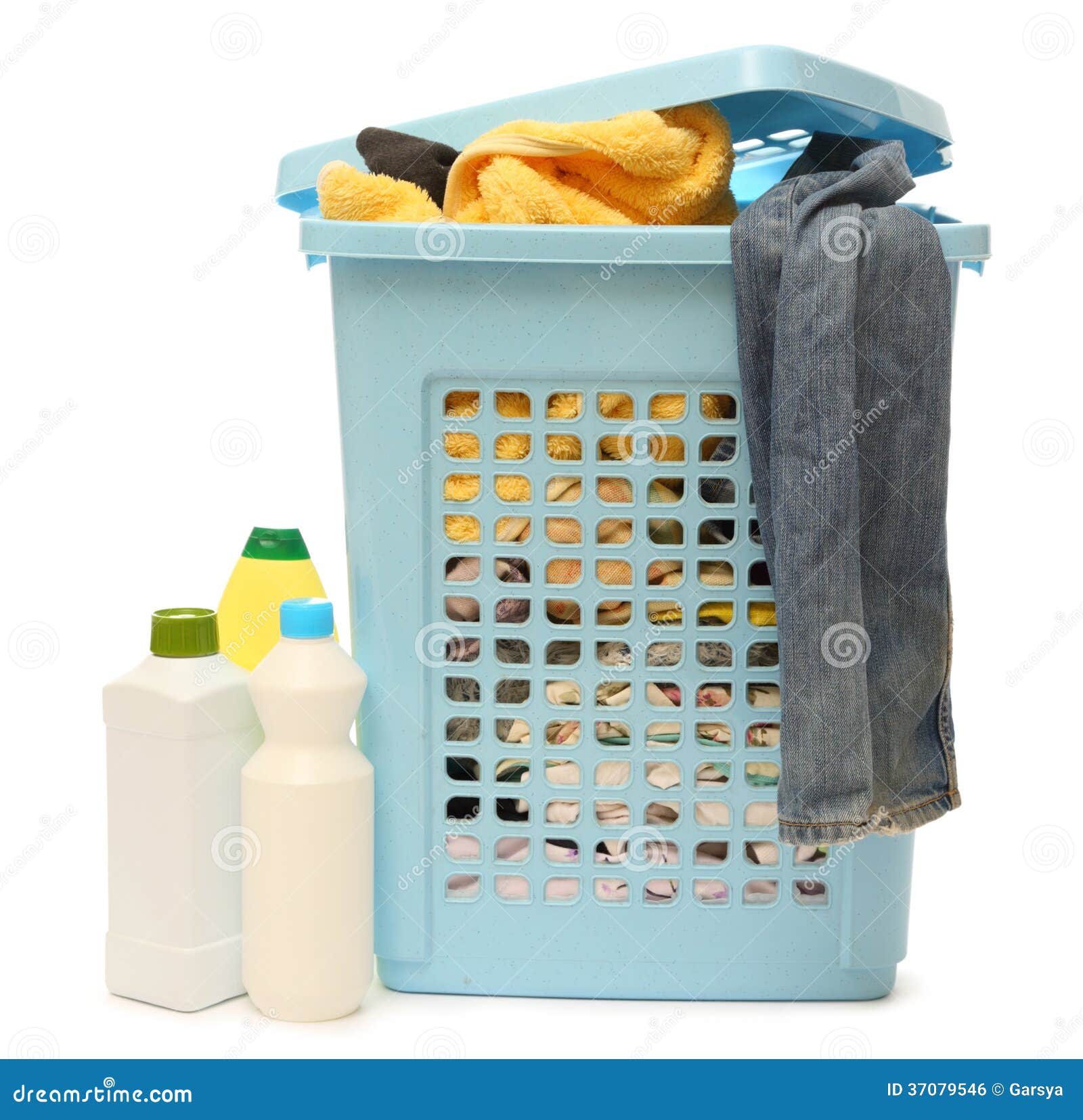 Washing Basket with Detergent Stock Photo Image of cleanse, jeans 37079546