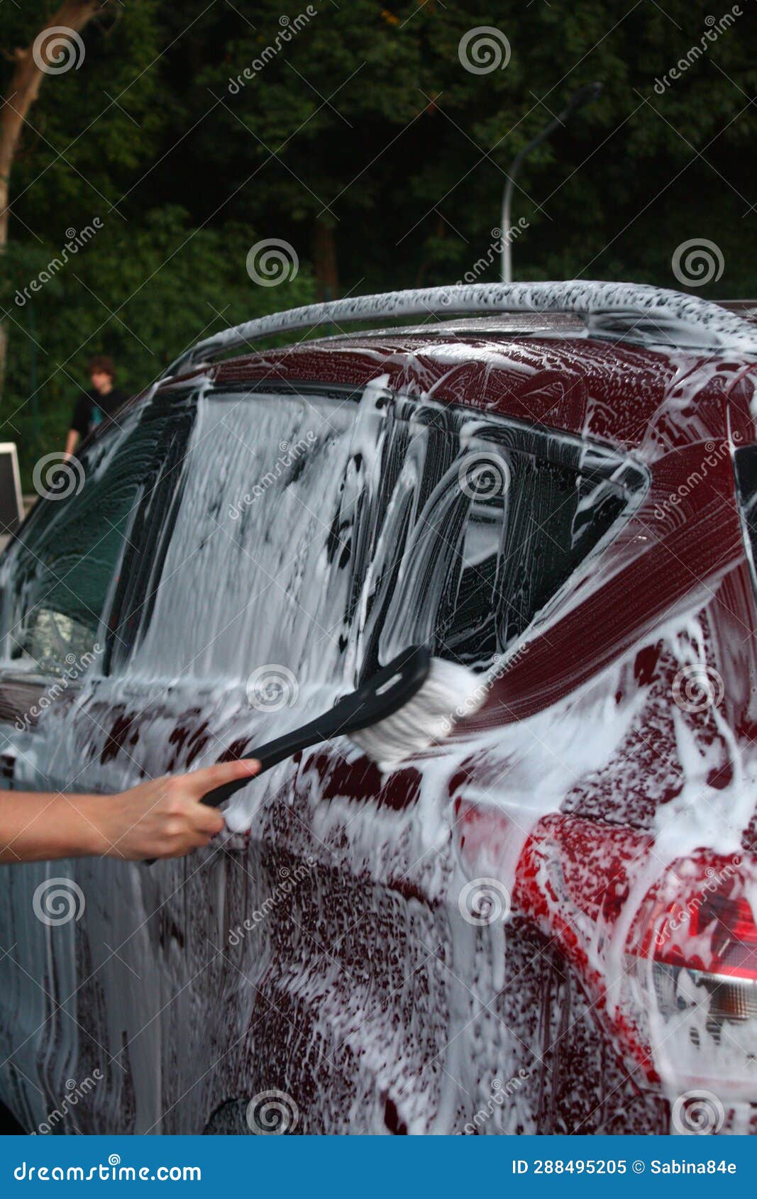Washing the Car with a Foam Brush Stock Image Image of foam, brush