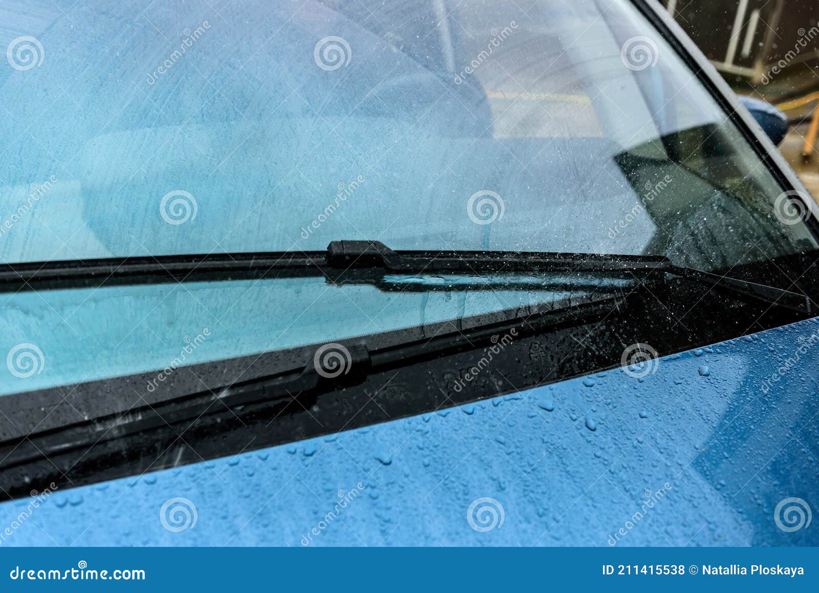 Washing Car Windscreen with Wipers and Liquid Stock Photo Image of