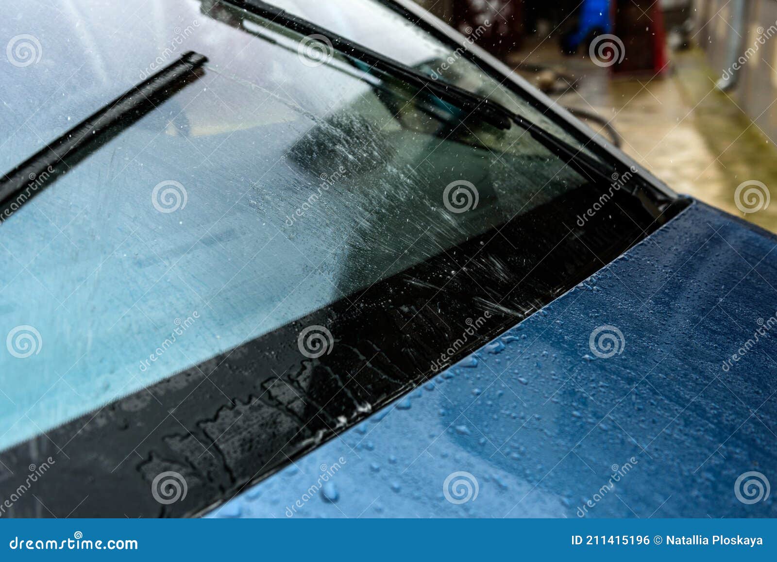 Washing Car Windscreen with Wipers and Liquid Stock Photo Image of