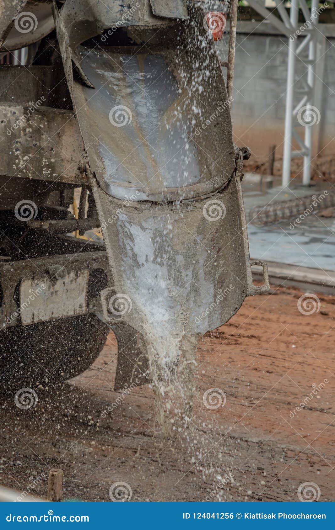 Washing a Concrete Truck in Construction Site Stock Photo Image of