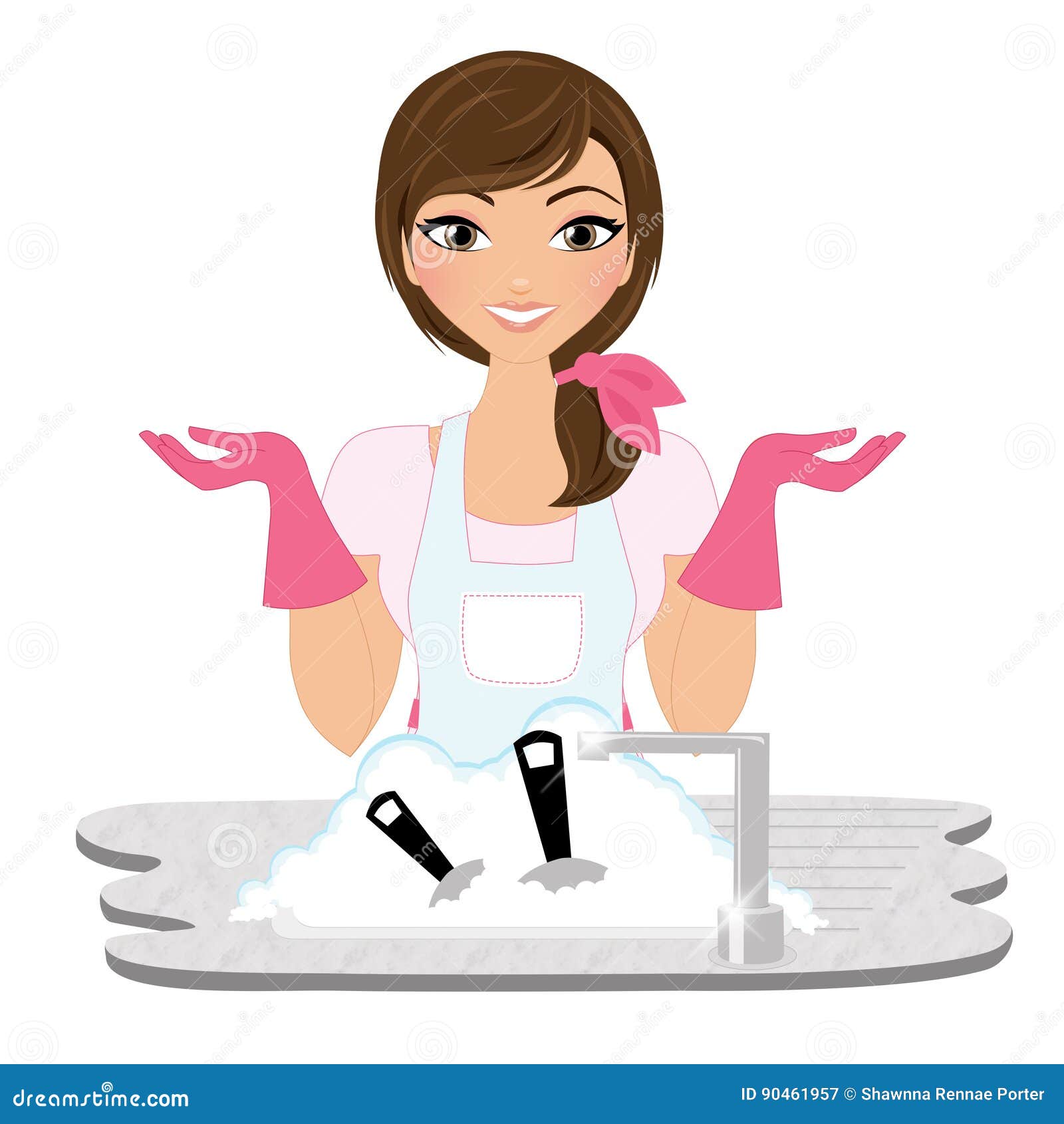 Man Is Washing The Dishes In Despair Vector Illustration