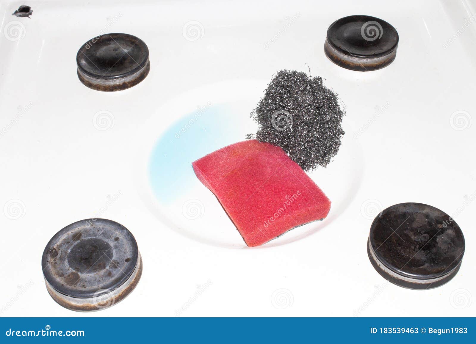 Washing the Gas Stove.Background of an Old Gas Stove. Stock Image