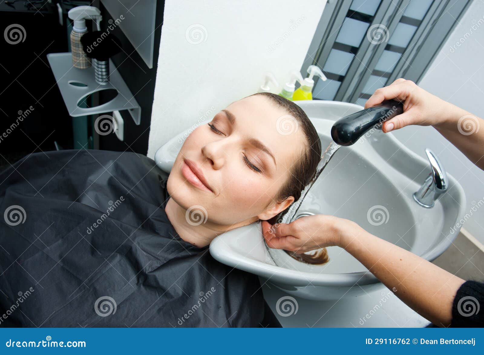 Washing hair in salon stock photo. Image of professional 29116762