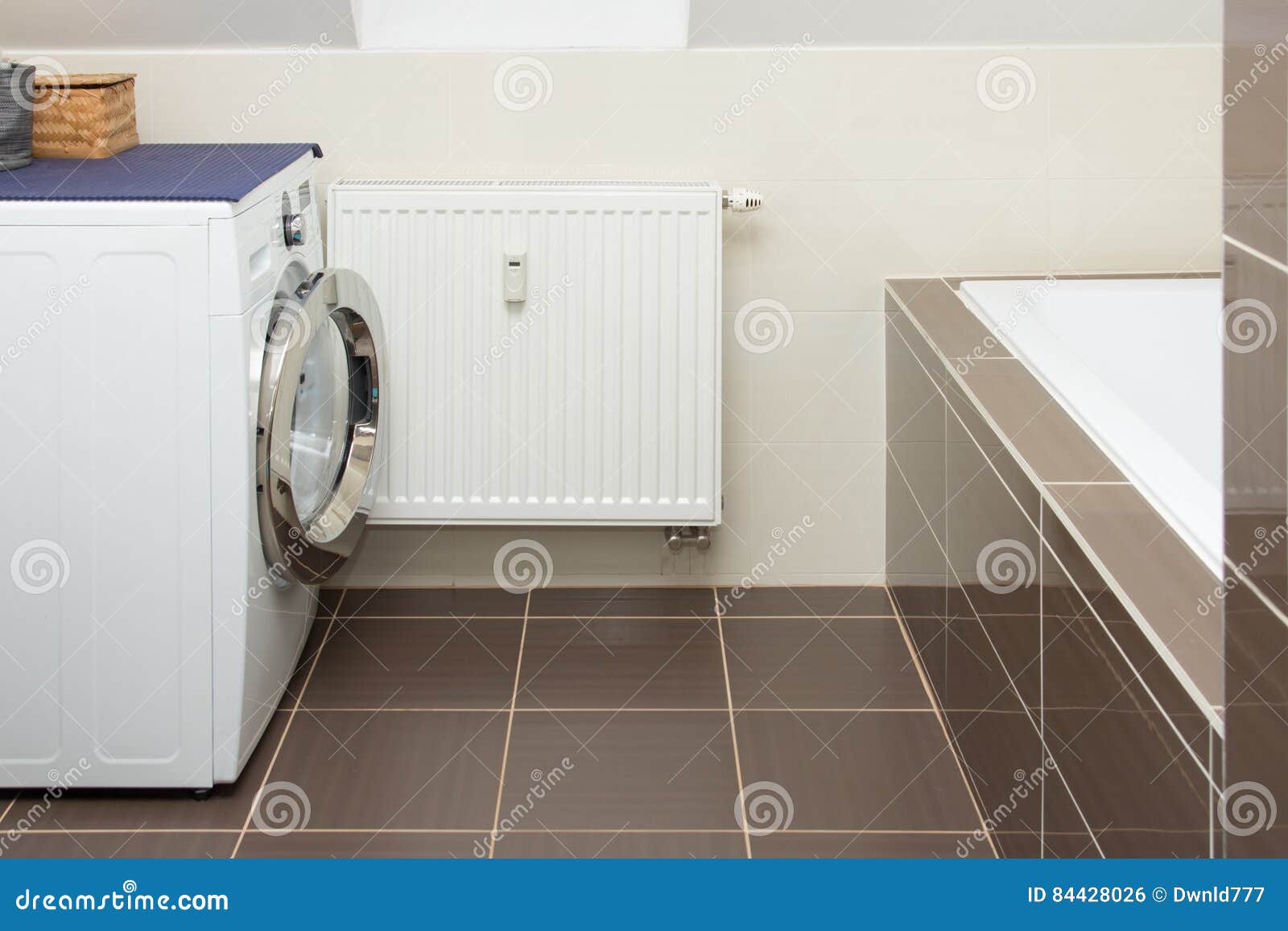 Washing Machine in Bathroom Stock Photo Image of washing, bath 84428026