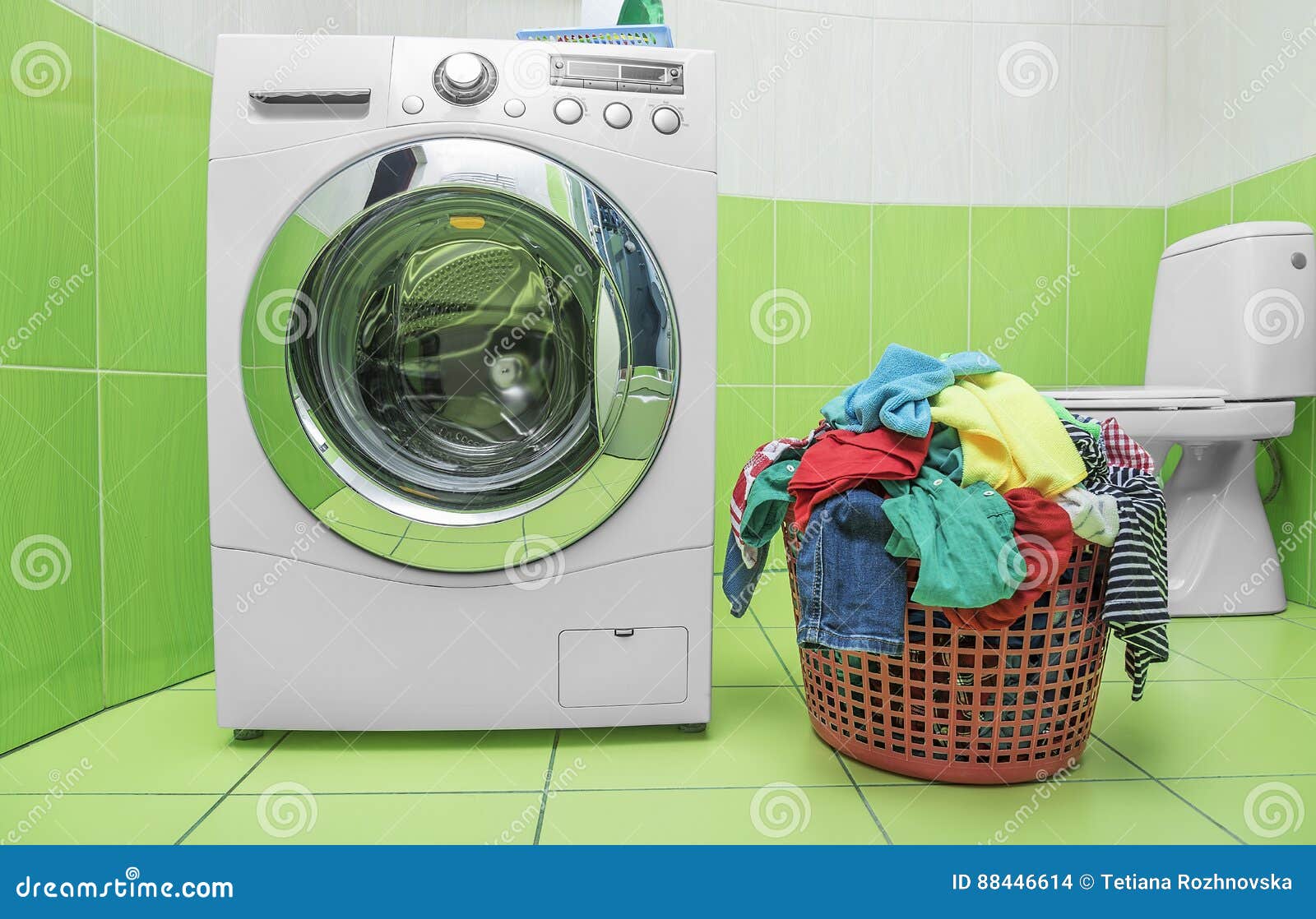 Preparing The Wash Cycle. Washing Machine, Hands And Clothes. Royalty