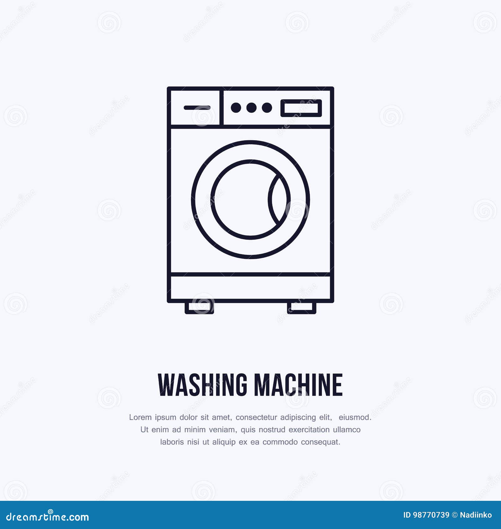 washing machine icon, washer line logo. flat sign for launderette service. logotype for self-service laundry, clothing