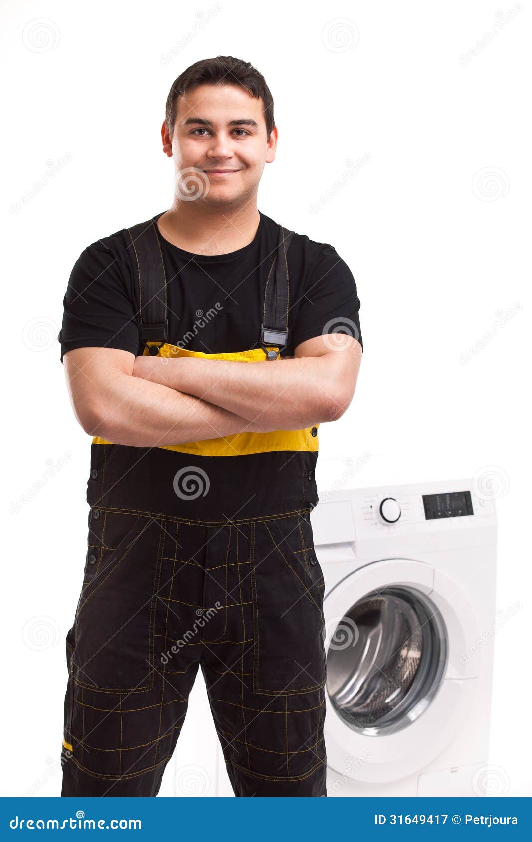 Washing machine repairman stock image. Image of equipment 31649417