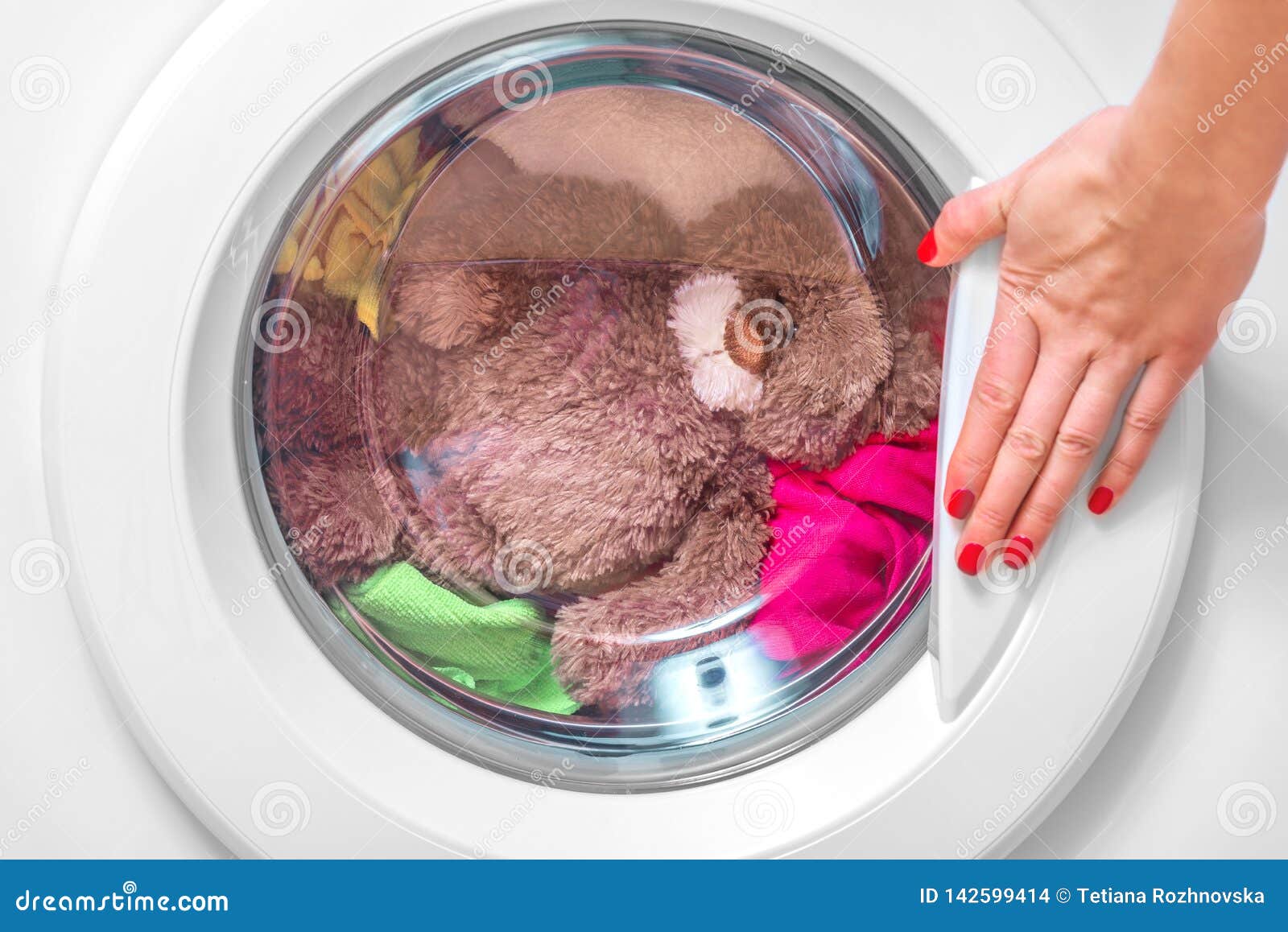 Washing Machine and Teddy Bear. Stock Photo Image of concept