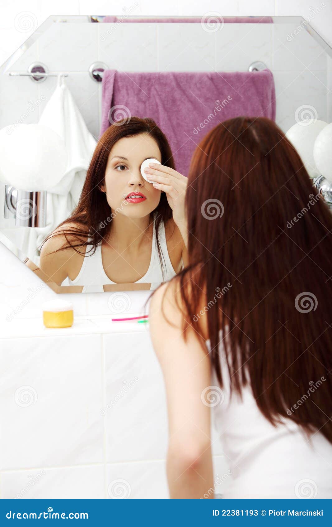 Washing the makeup. stock image. Image of beautician 22381193