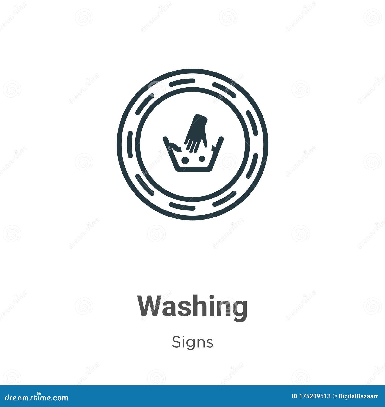 Washing Outline Vector Icon. Thin Line Black Washing Icon, Flat Vector