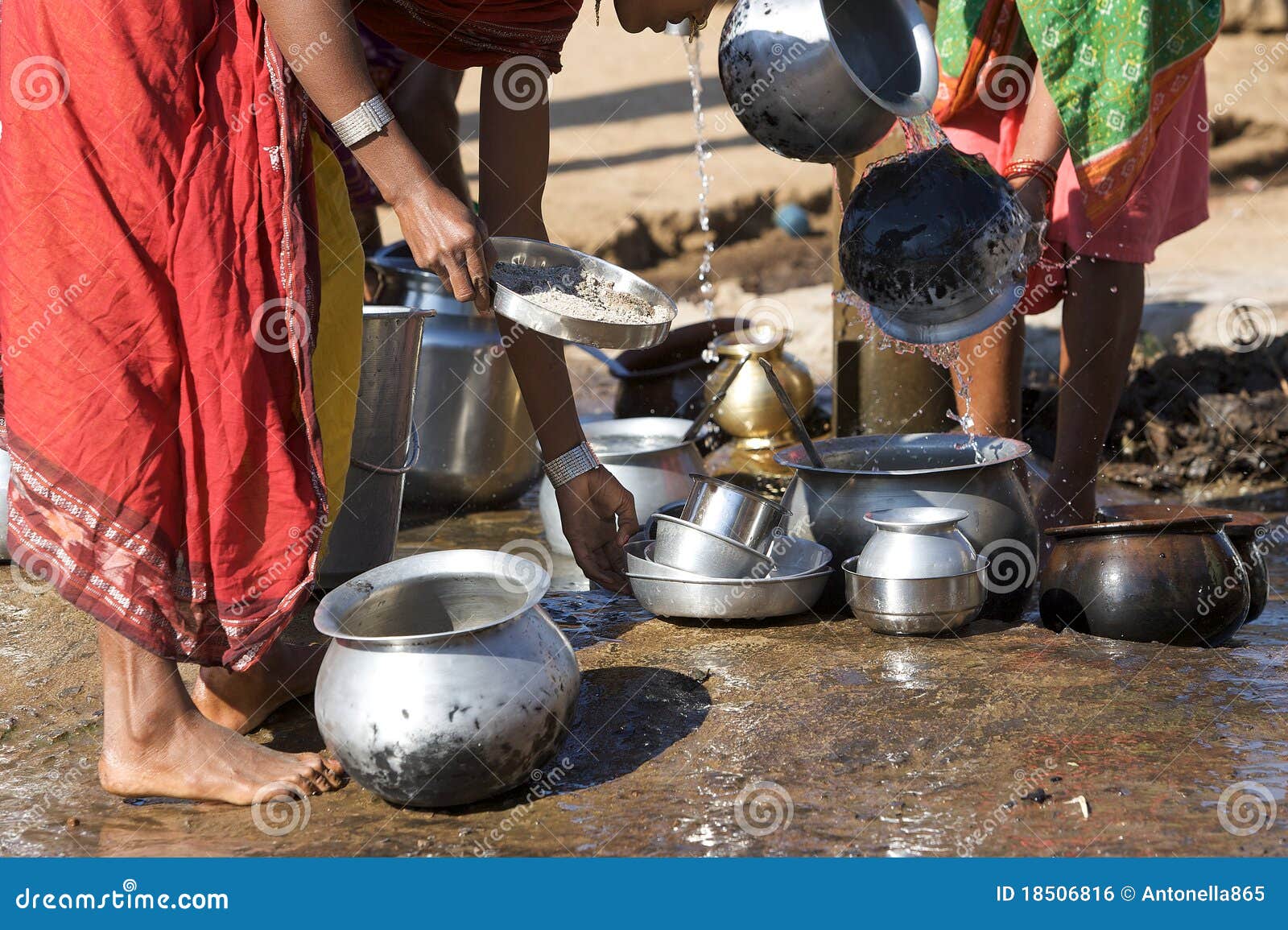 Washing pots stock photo. Image of india, indian, women 18506816