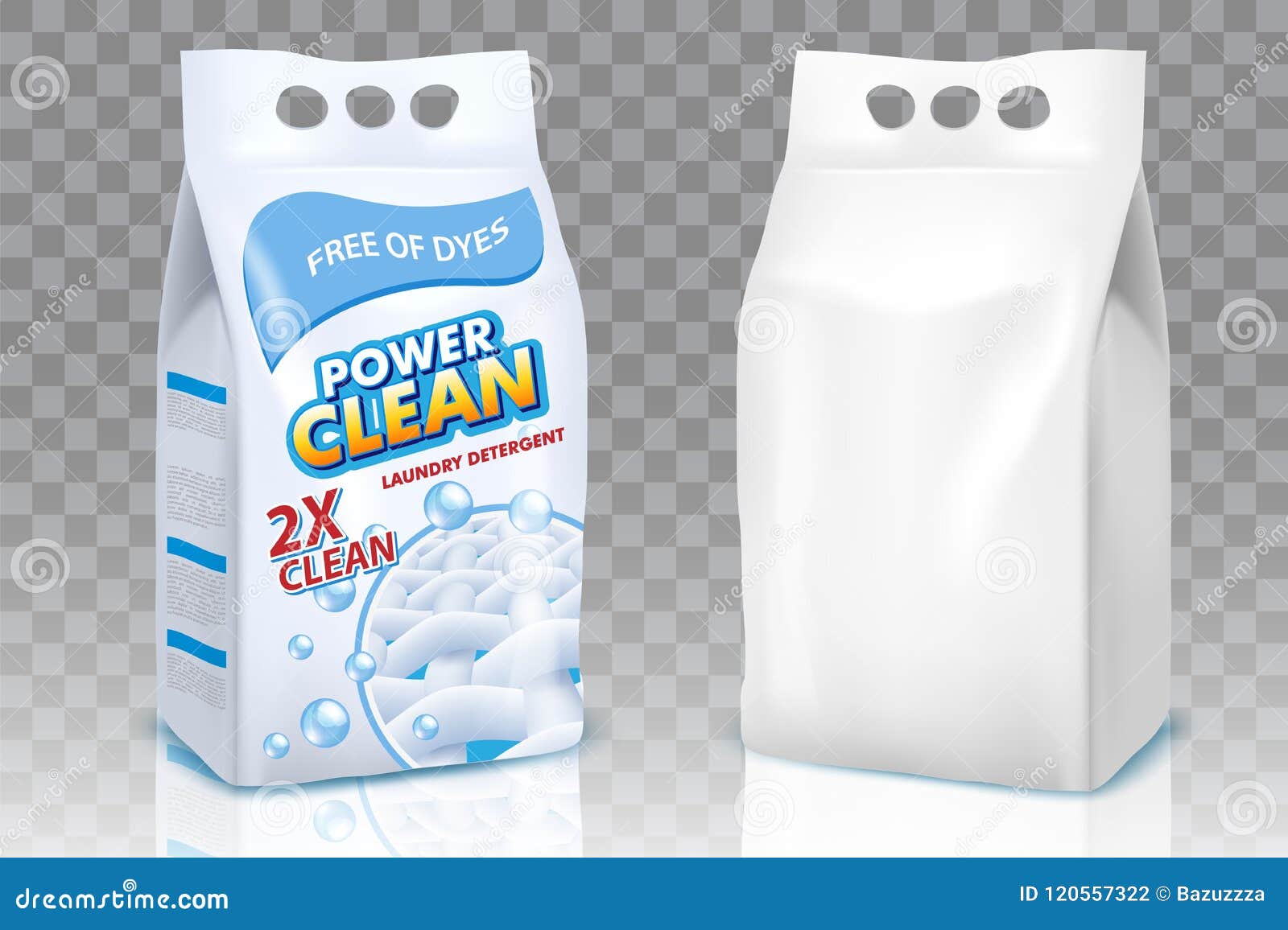 Download Washing Powder Bags Vector Realistic Mockup Set Stock ...