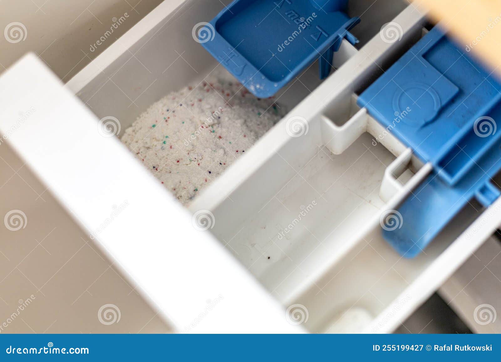 Washing Powder in the Compartment of the Washing Machine Stock Image